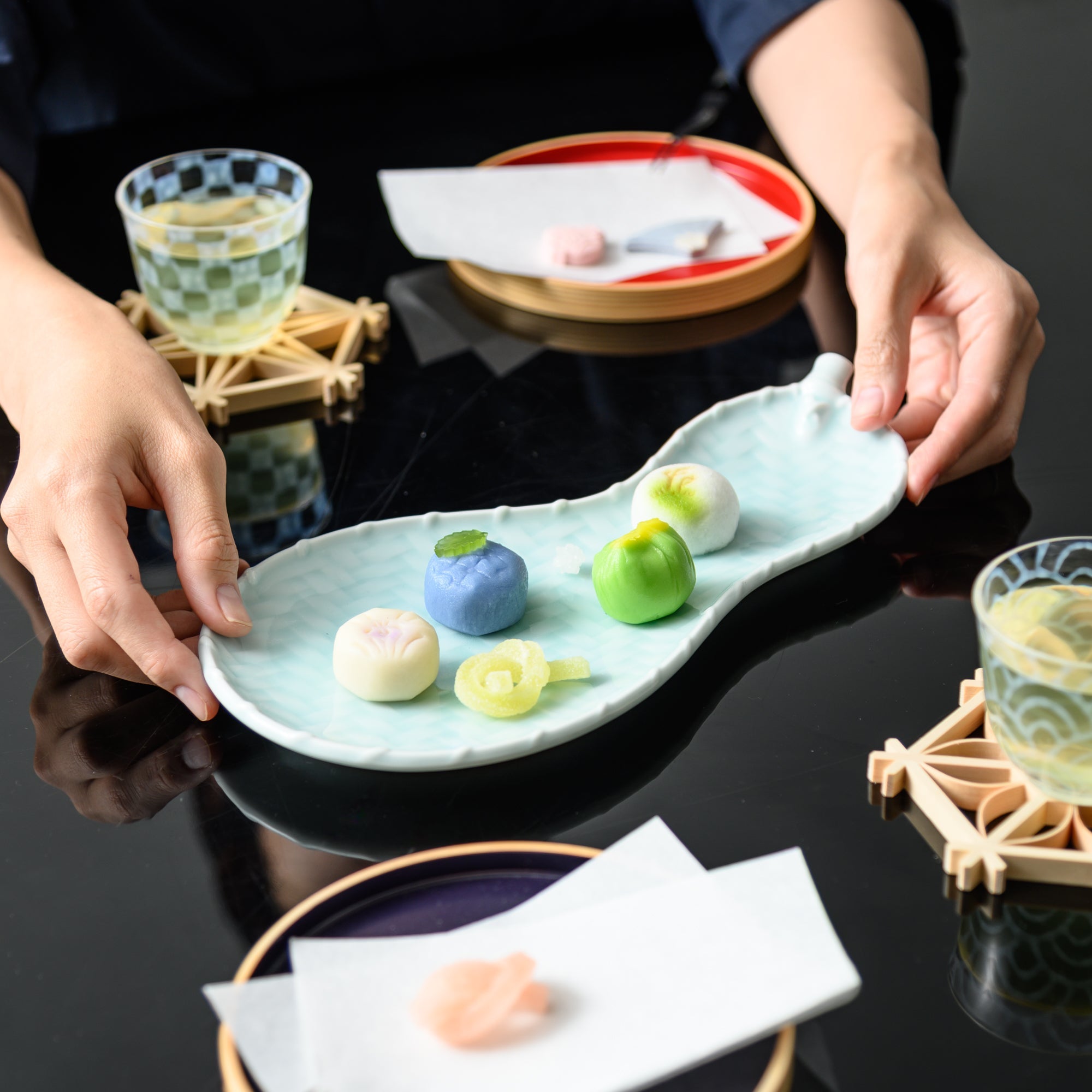 Kaizan Kiln Gourd Celadon Arita Plate - MUSUBI KILN - Quality Japanese Tableware and Gift