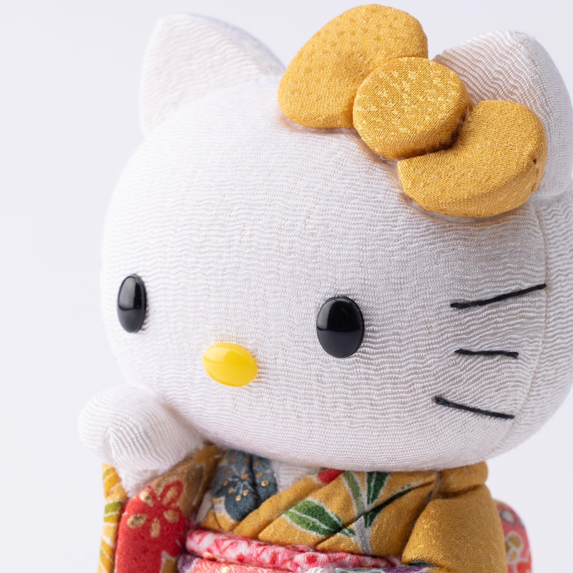 Kakinuma Ningyo Hello Kitty Edo Kimekomi Doll Lucky Cat - Yellow - MUSUBI KILN - Quality Japanese Tableware and Gift