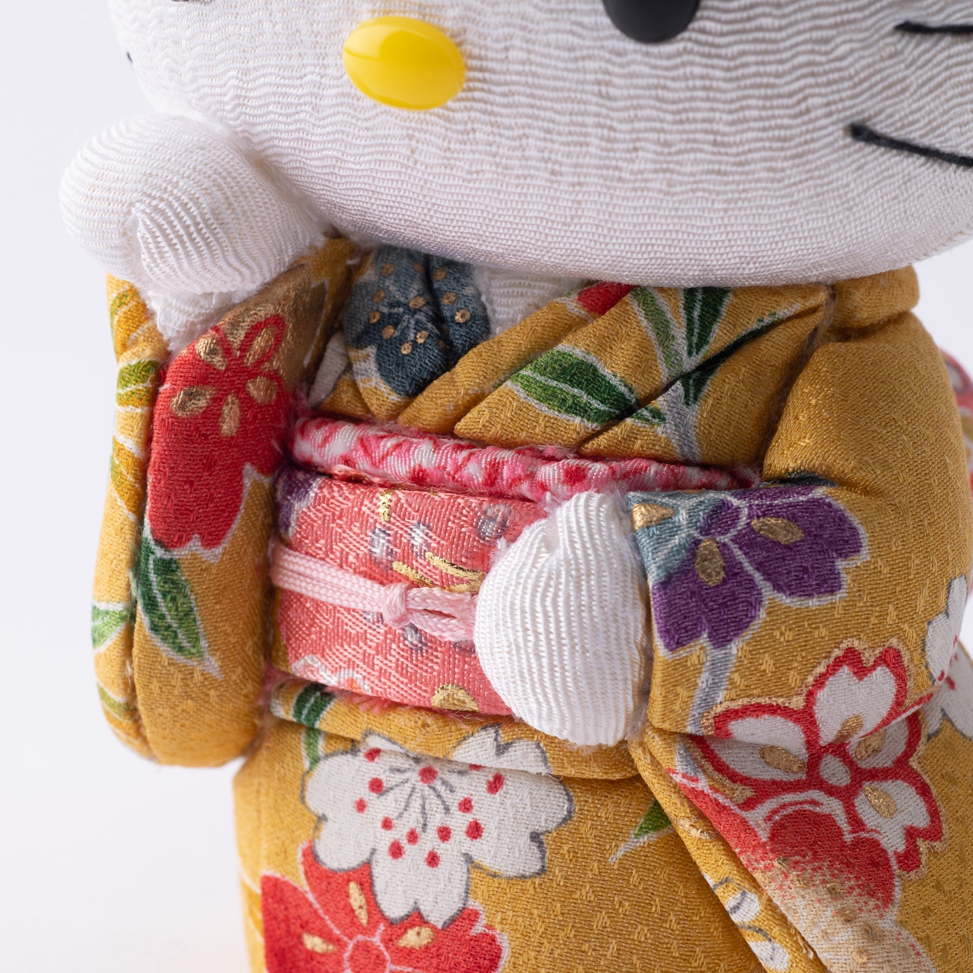 Kakinuma Ningyo Hello Kitty Edo Kimekomi Doll Lucky Cat - Yellow - MUSUBI KILN - Quality Japanese Tableware and Gift