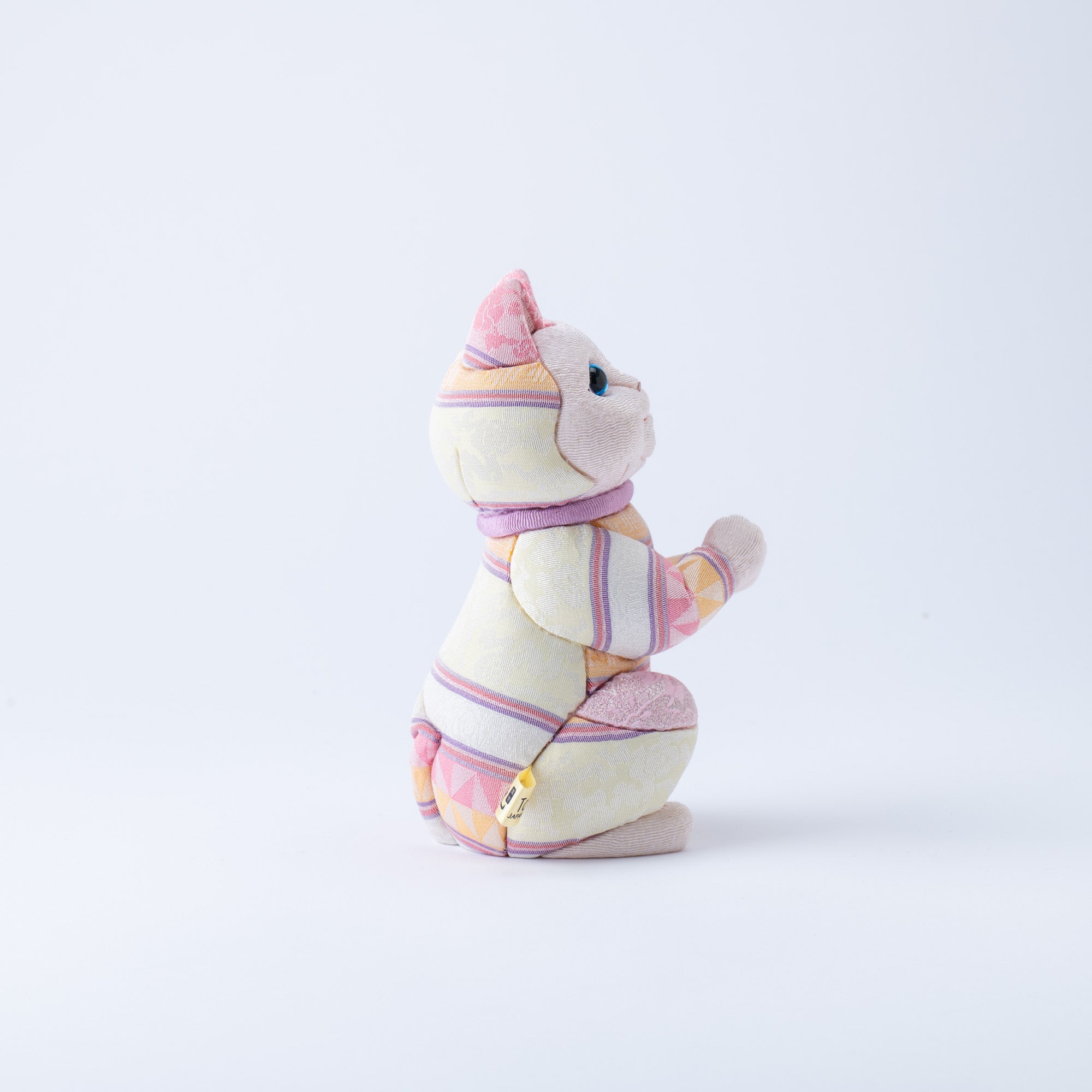 Kakinuma Ningyo Striped Wish Upon a Star Edo Kimekomi Doll Lucky Cat - Pink - MUSUBI KILN - Quality Japanese Tableware and Gift
