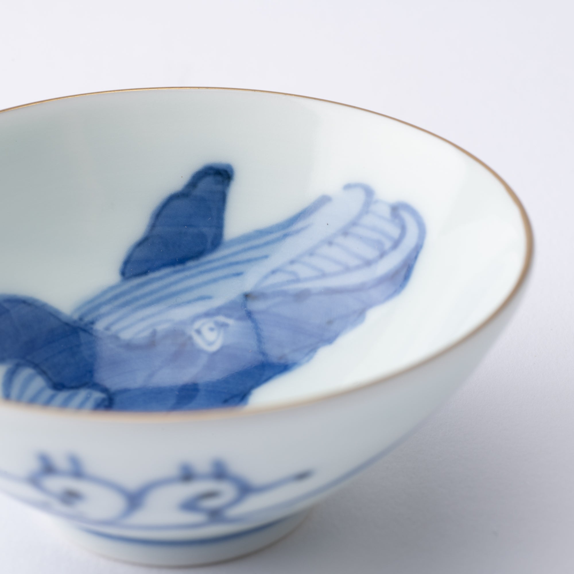 Keizan Kiln Whale Arita Sakazuki Sake Cup - MUSUBI KILN - Quality Japanese Tableware and Gift