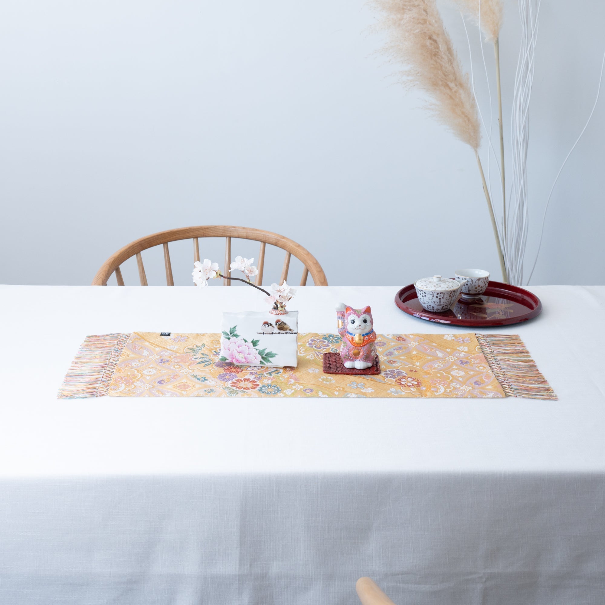 Kikyoya Shippou Nishijin Ori Short Table Runner - MUSUBI KILN - Quality Japanese Tableware and Gift