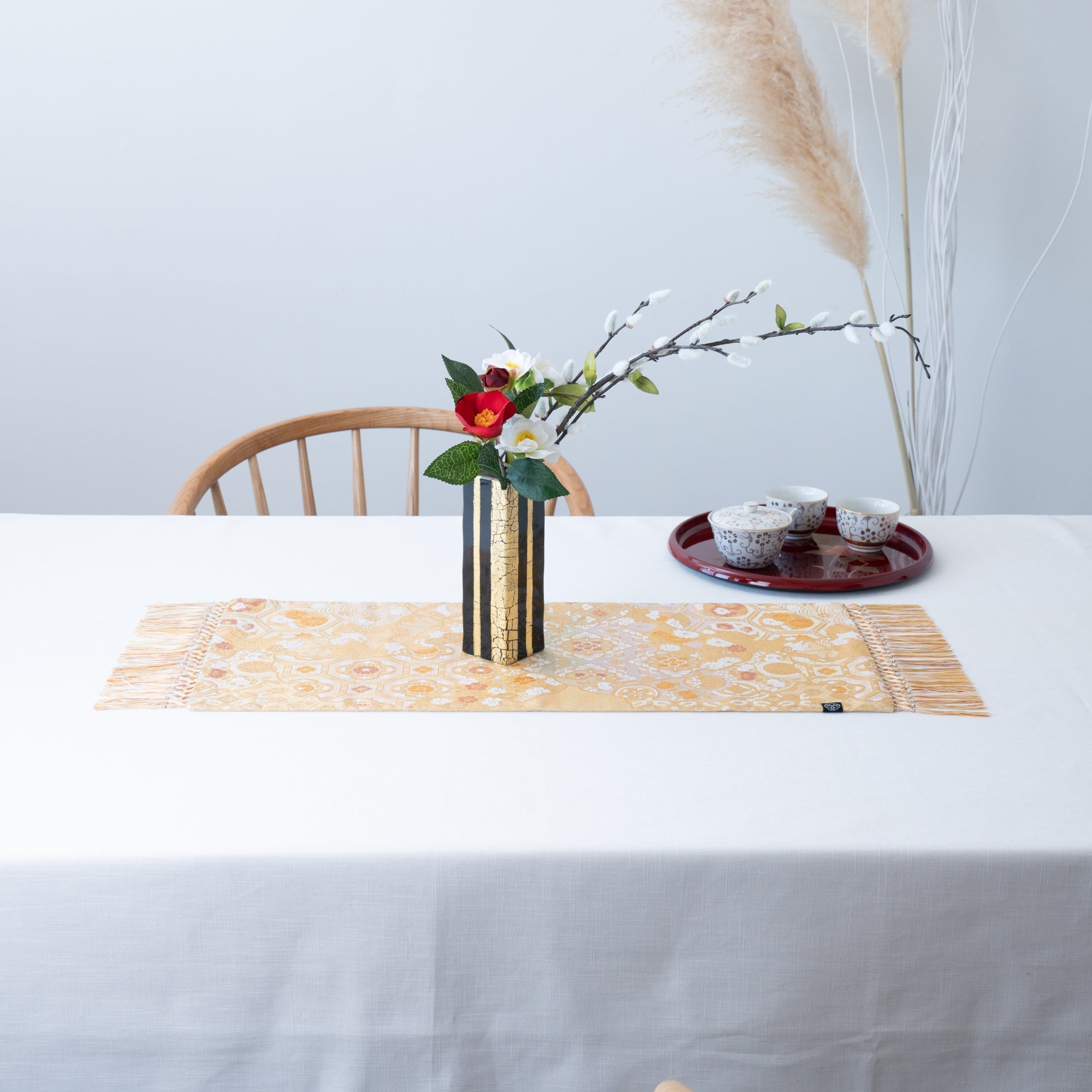Kikyoya Yukiwa Nishijin Ori Short Table Runner - MUSUBI KILN - Quality Japanese Tableware and Gift