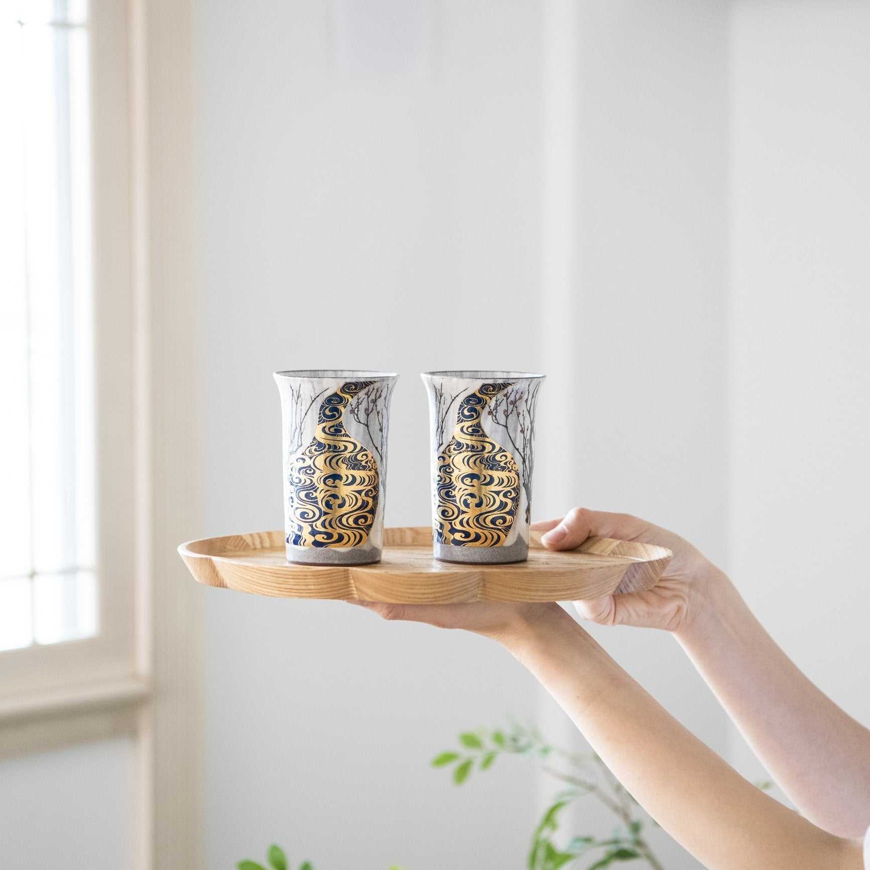 Kinsai Korinbai Kutani Tumbler Pair - MUSUBI KILN - Quality Japanese Tableware and Gift