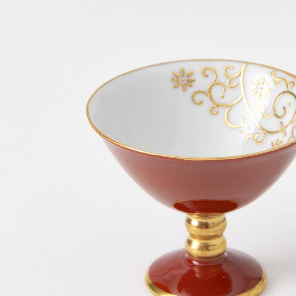 Kinzan Kiln KINZAN Gilded Arabesque Sakazuki Sake Cup - MUSUBI KILN - Quality Japanese Tableware and Gift