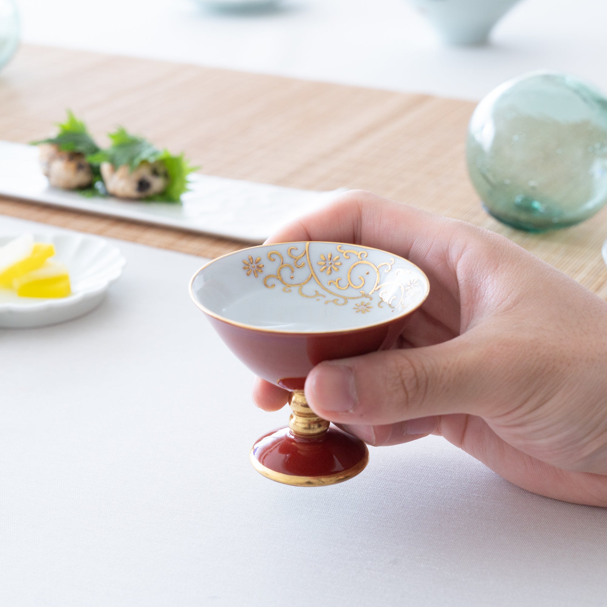 Kinzan Kiln KINZAN Gilded Arabesque Sakazuki Sake Cup - MUSUBI KILN - Quality Japanese Tableware and Gift