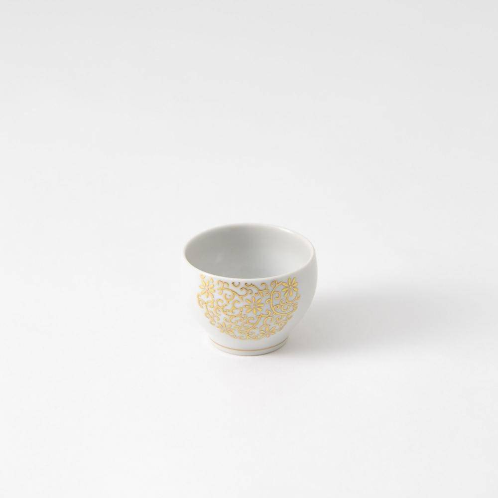 Kinzan Kiln Shugu Gilded Arabesque Ochoko Sake Cup - MUSUBI KILN - Quality Japanese Tableware and Gift