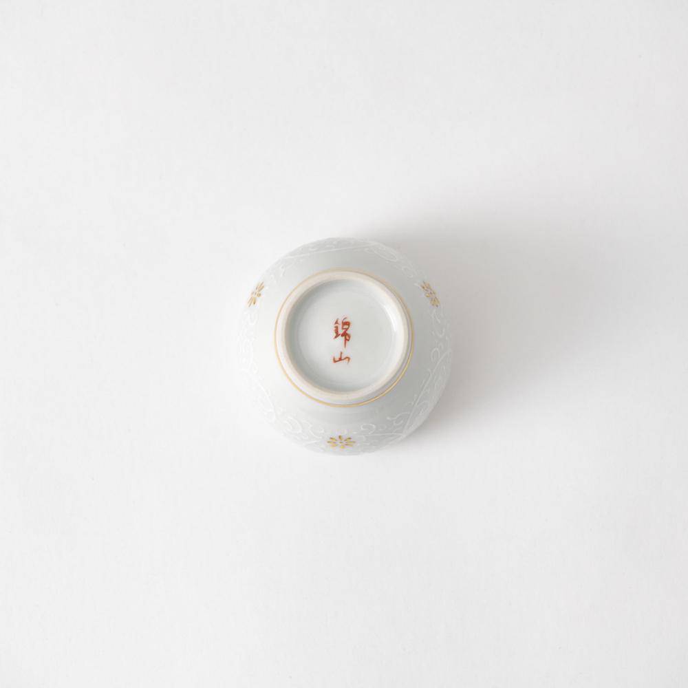 Kinzan Kiln Shugu Gold Flowers and Arabesque Ochoko Sake Cup - MUSUBI KILN - Quality Japanese Tableware and Gift