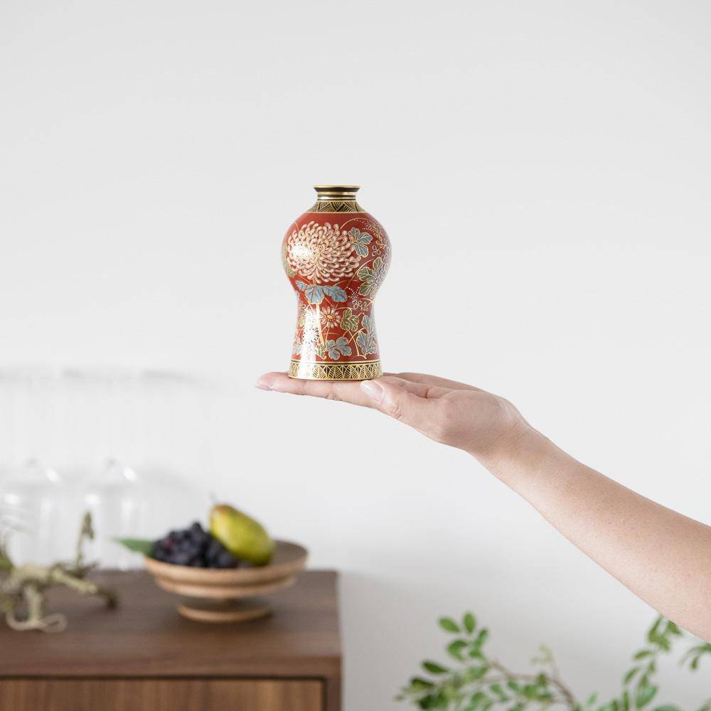Kinzan Kiln Shugu Kinsai Chrysanthemum Gourd Sake Carafe - MUSUBI KILN - Quality Japanese Tableware and Gift