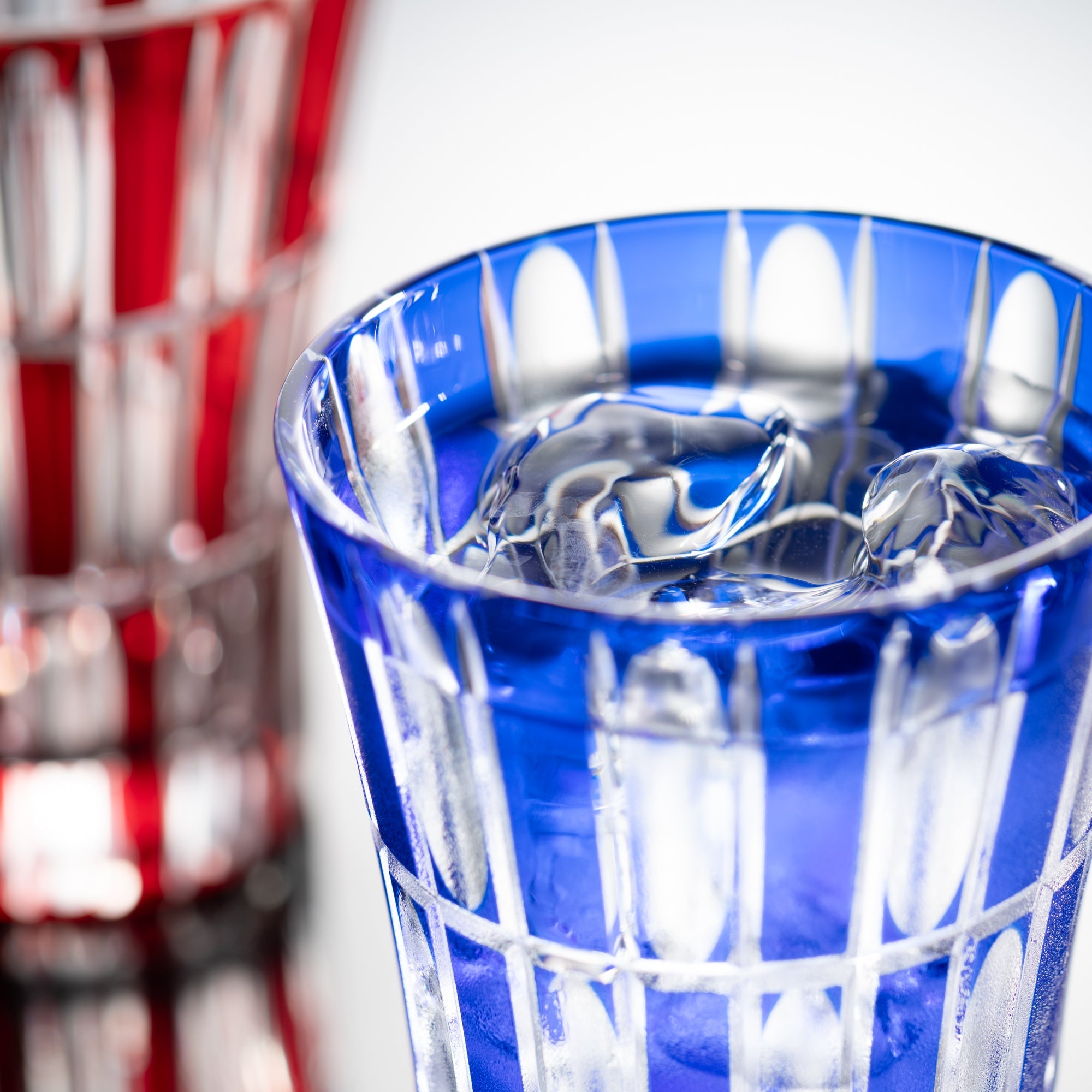 Kiyohide Glass Red and Lapis Lazuli Edo Kiriko Tumbler Set - MUSUBI KILN - Quality Japanese Tableware and Gift
