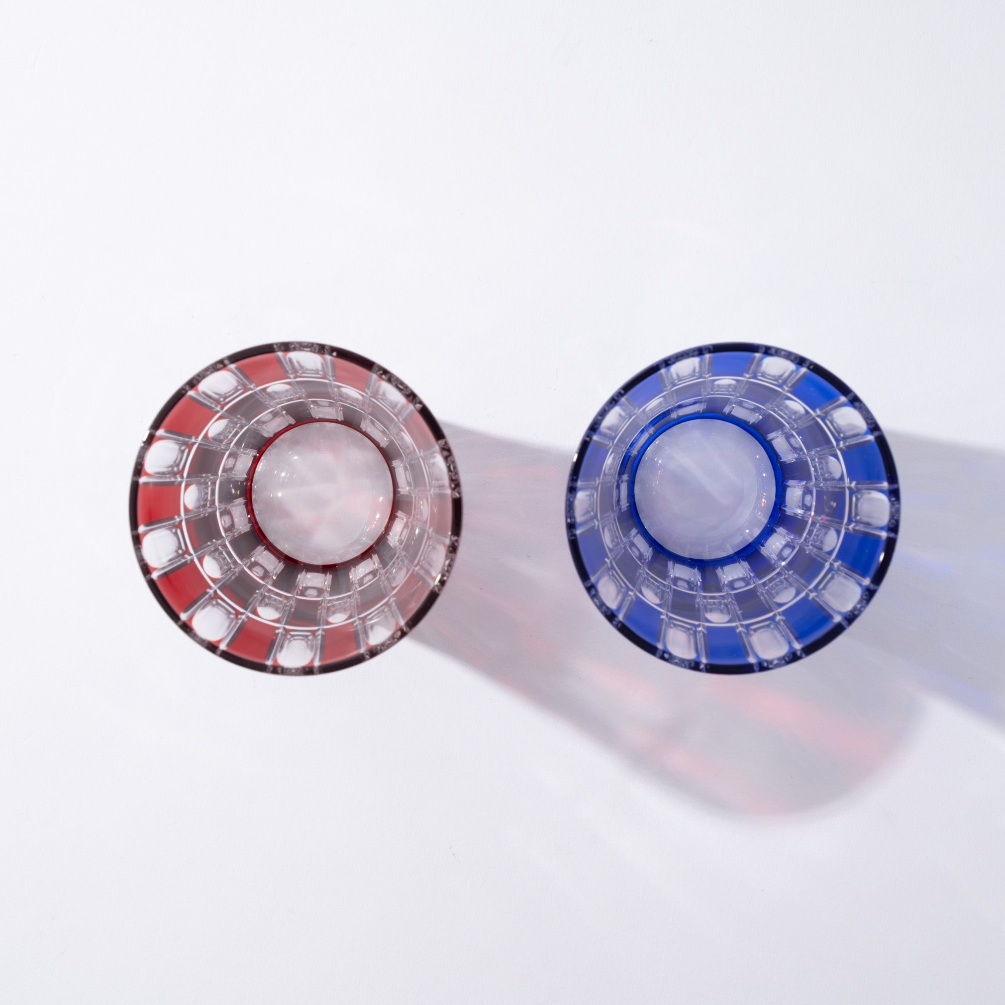 Kiyohide Glass Red and Lapis Lazuli Edo Kiriko Tumbler Set - MUSUBI KILN - Quality Japanese Tableware and Gift