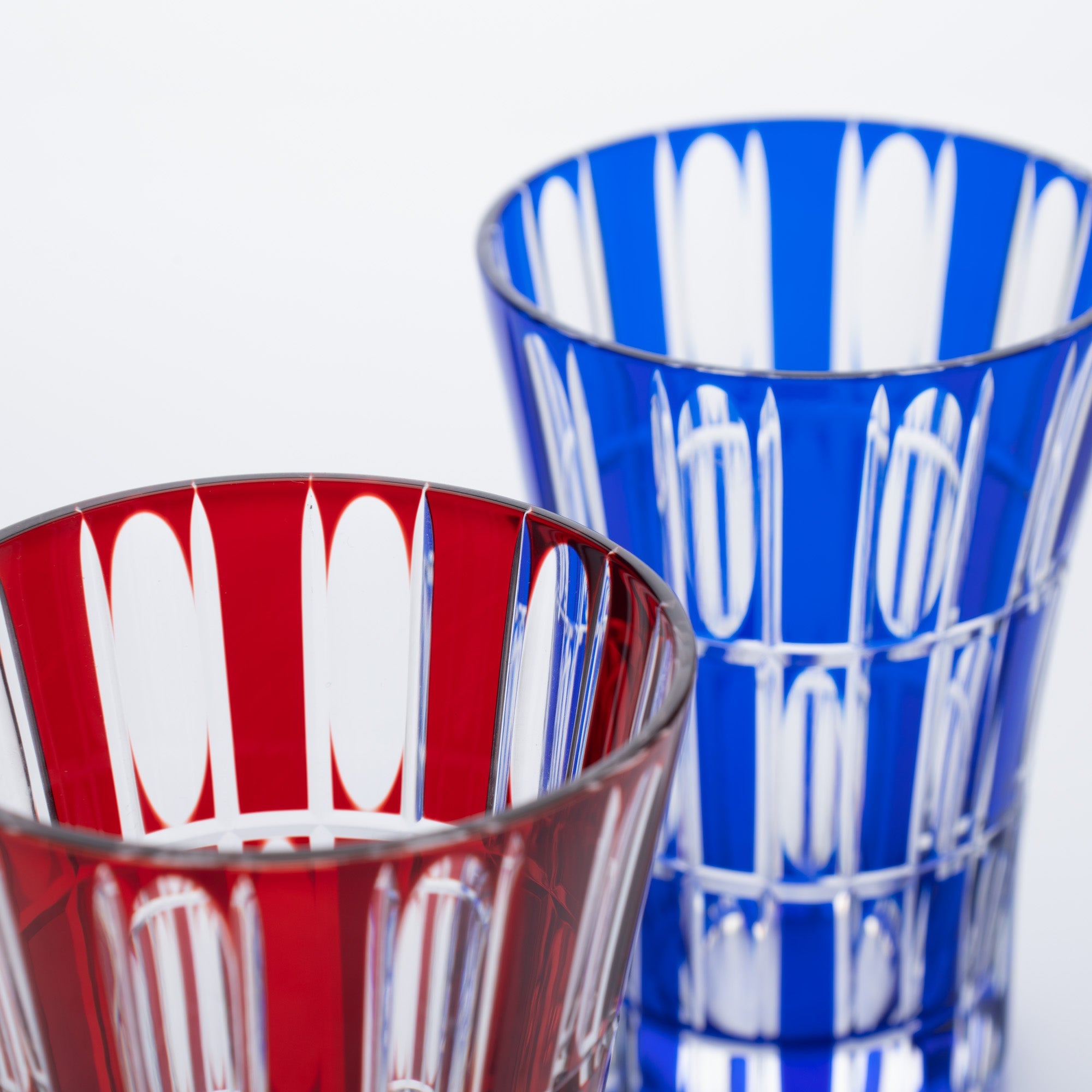 Kiyohide Glass Red and Lapis Lazuli Edo Kiriko Tumbler Set - MUSUBI KILN - Quality Japanese Tableware and Gift