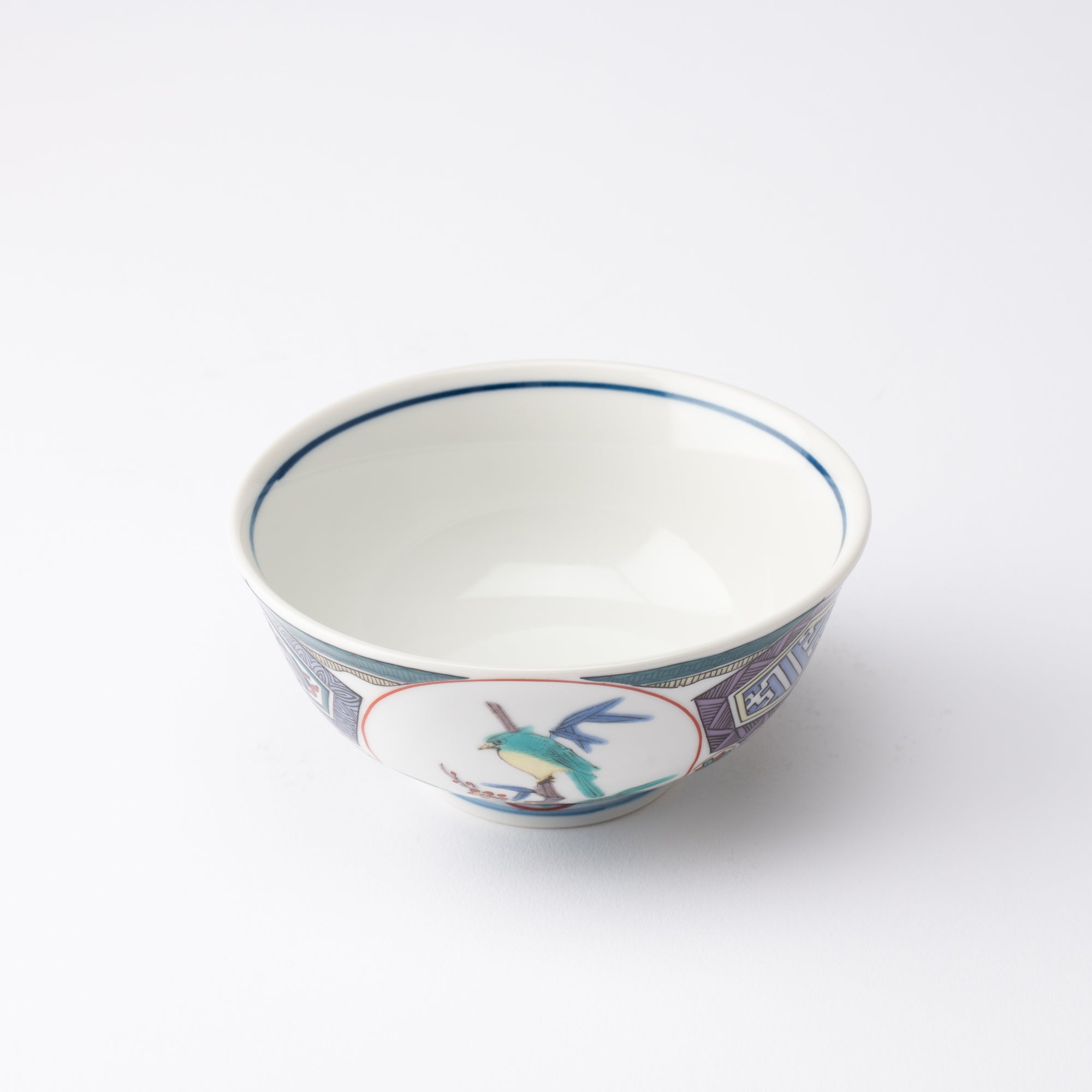 Ko - Kutani Style Bird Kutani Japanese Rice Bowl - MUSUBI KILN - Quality Japanese Tableware and Gift