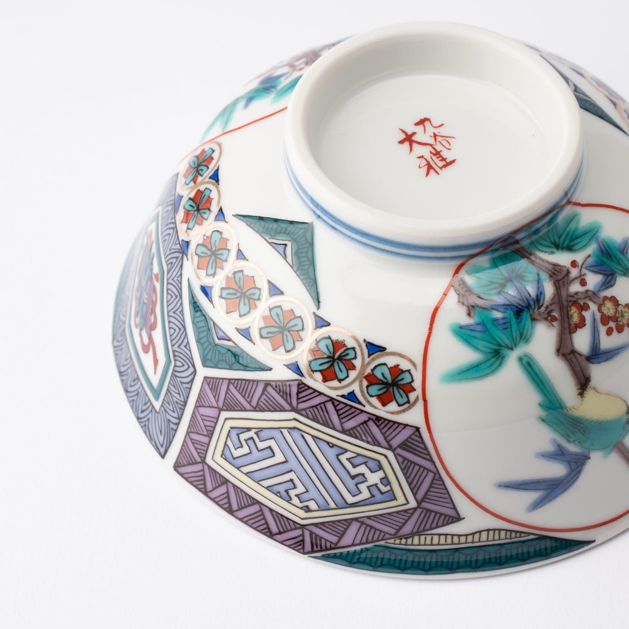 Ko - Kutani Style Bird Kutani Japanese Rice Bowl - MUSUBI KILN - Quality Japanese Tableware and Gift