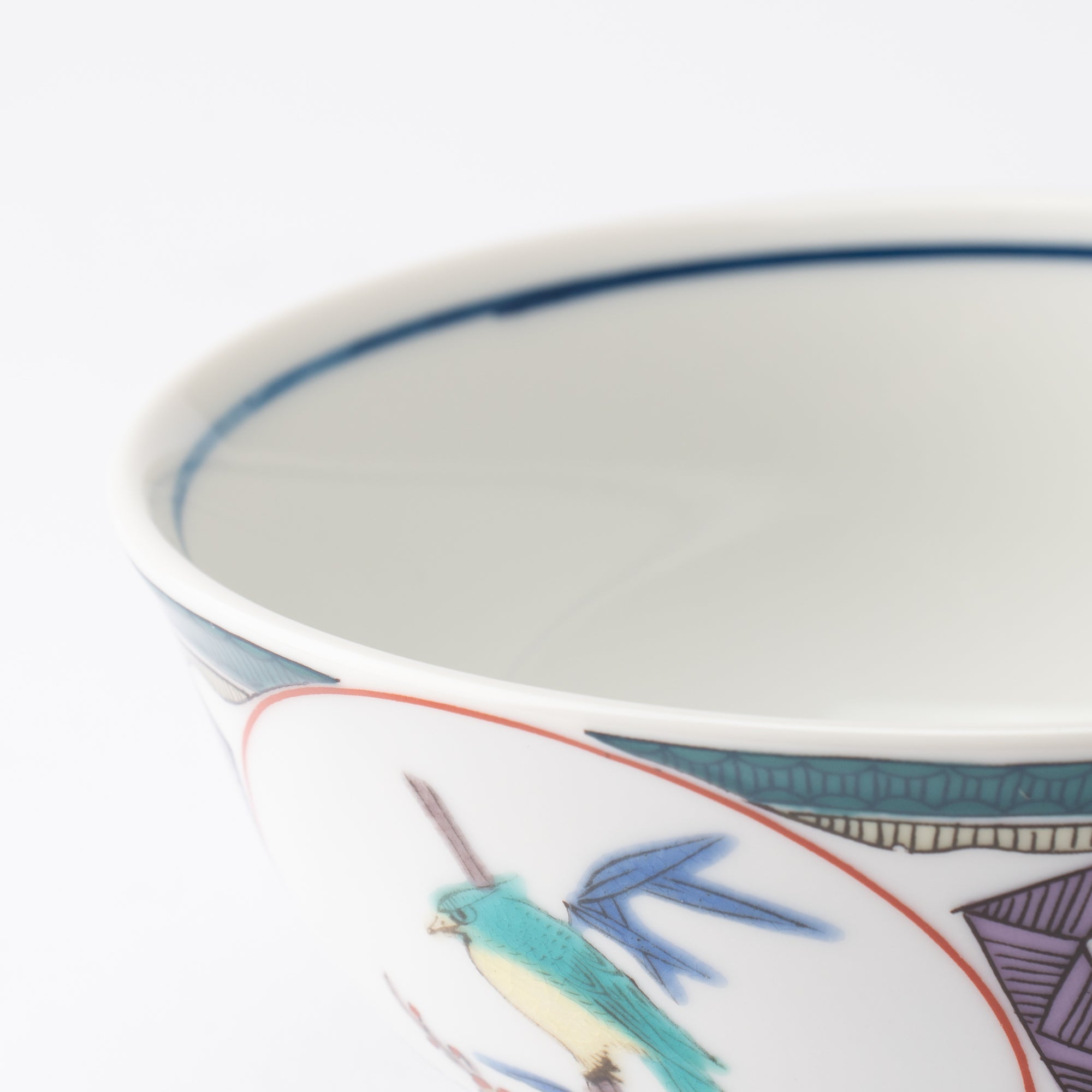 Ko - Kutani Style Bird Kutani Japanese Rice Bowl - MUSUBI KILN - Quality Japanese Tableware and Gift