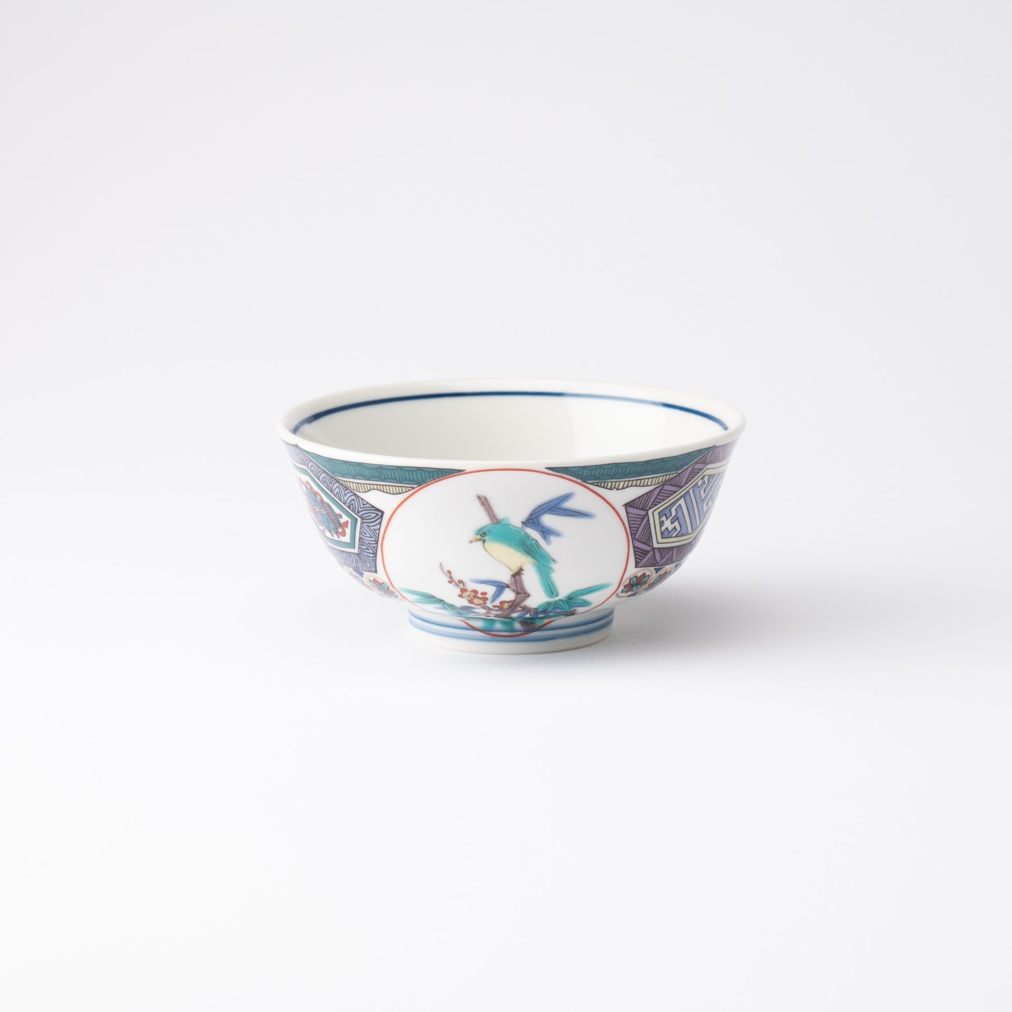 Ko - Kutani Style Bird Kutani Japanese Rice Bowl - MUSUBI KILN - Quality Japanese Tableware and Gift