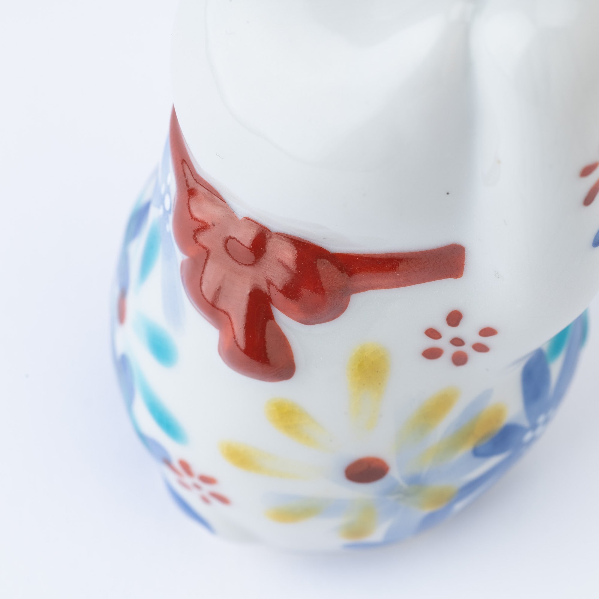 Kokuzou Kiln Flower Party Kutani Lucky Cat - Blue - MUSUBI KILN - Quality Japanese Tableware and Gift