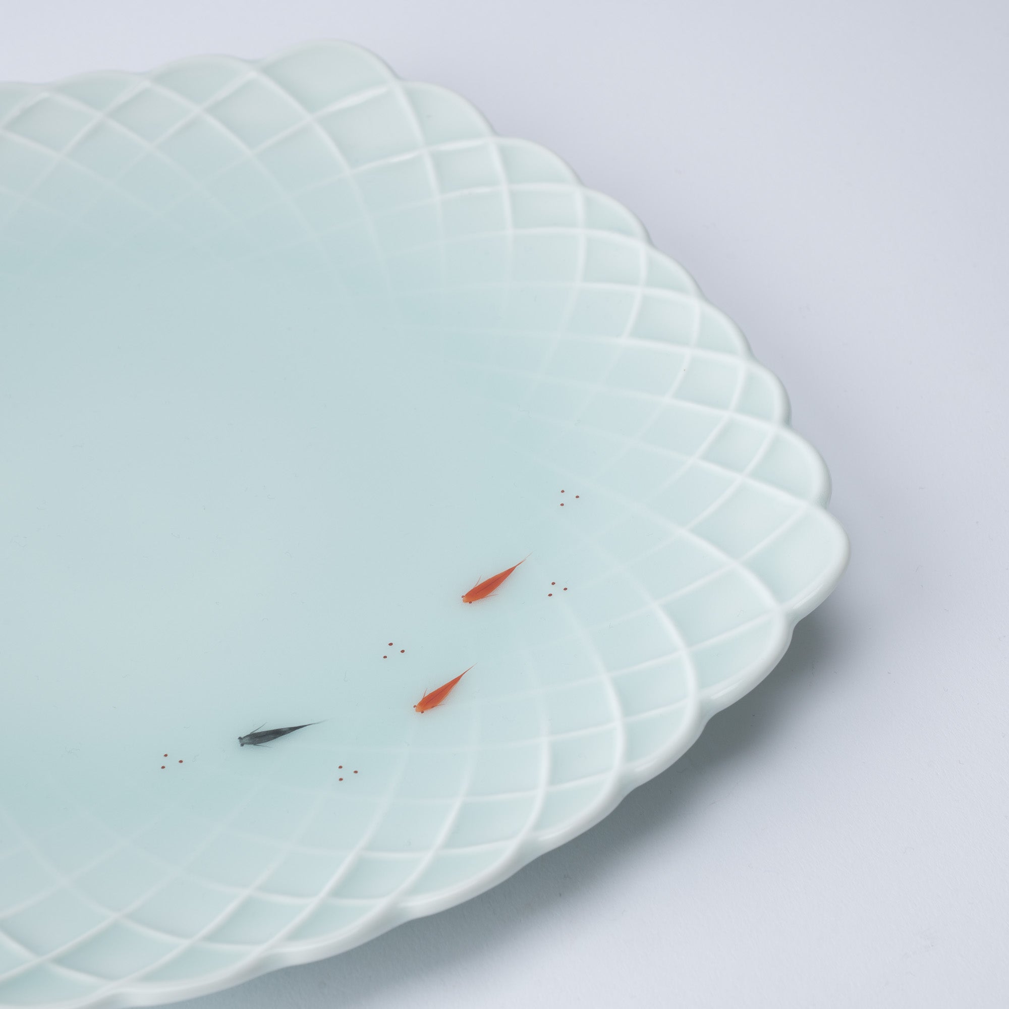 Kosen Kiln Medaka Rice Fish Weave Imari Nabeshima Ware Square Plate 10.4in - MUSUBI KILN - Quality Japanese Tableware and Gift