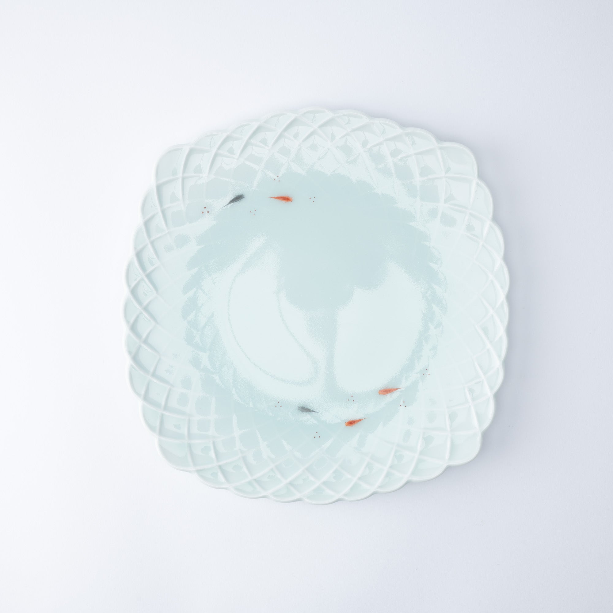 Kosen Kiln Medaka Rice Fish Weave Imari Nabeshima Ware Square Plate 10.4in - MUSUBI KILN - Quality Japanese Tableware and Gift