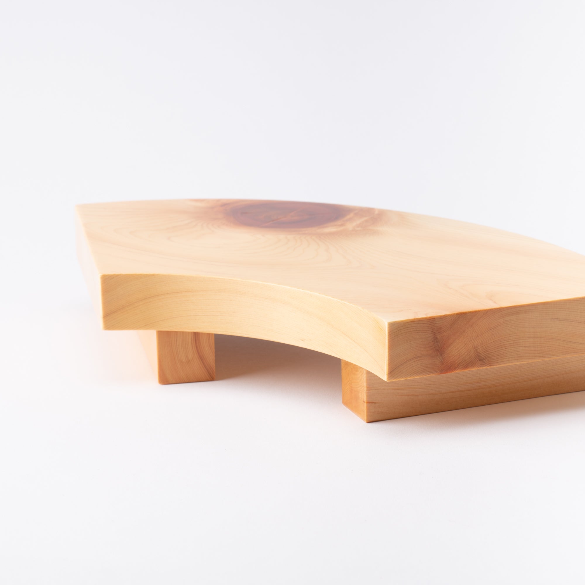 Miyabi Urushi Fan Shape Kiso Woodwork Sushi Plate 13.8in - MUSUBI KILN - Quality Japanese Tableware and Gift