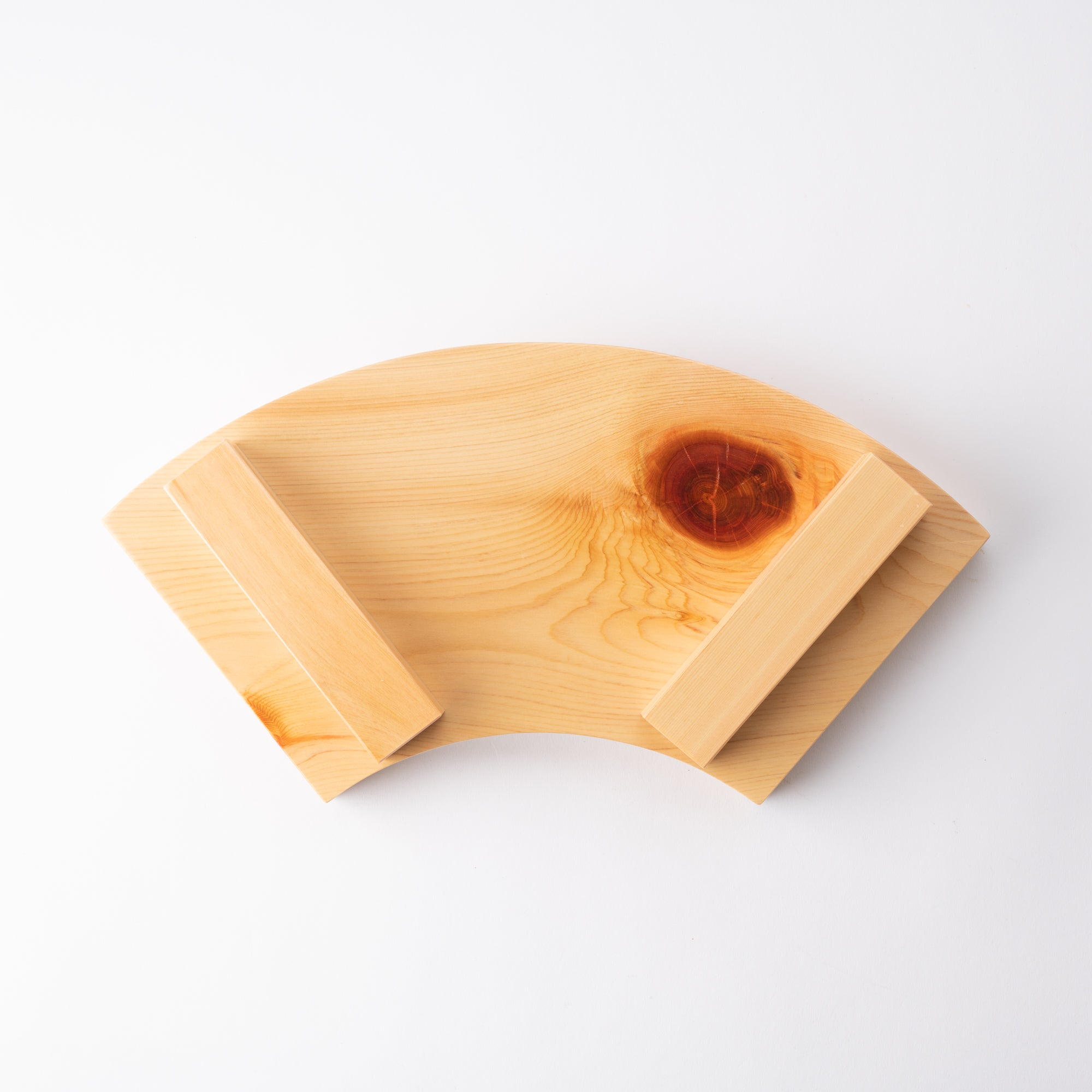 Miyabi Urushi Fan Shape Kiso Woodwork Sushi Plate 13.8in - MUSUBI KILN - Quality Japanese Tableware and Gift