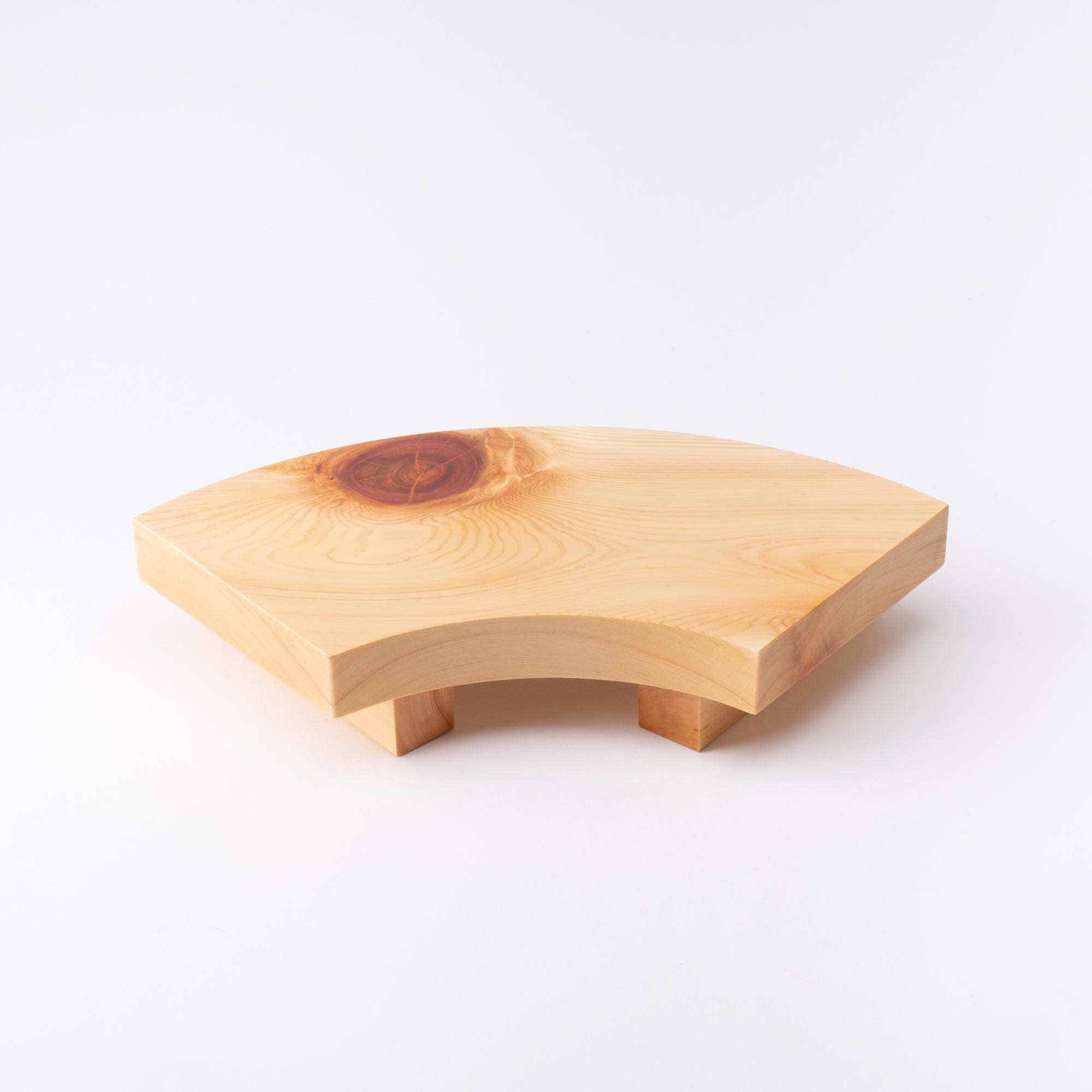Miyabi Urushi Fan Shape Kiso Woodwork Sushi Plate 13.8in - MUSUBI KILN - Quality Japanese Tableware and Gift