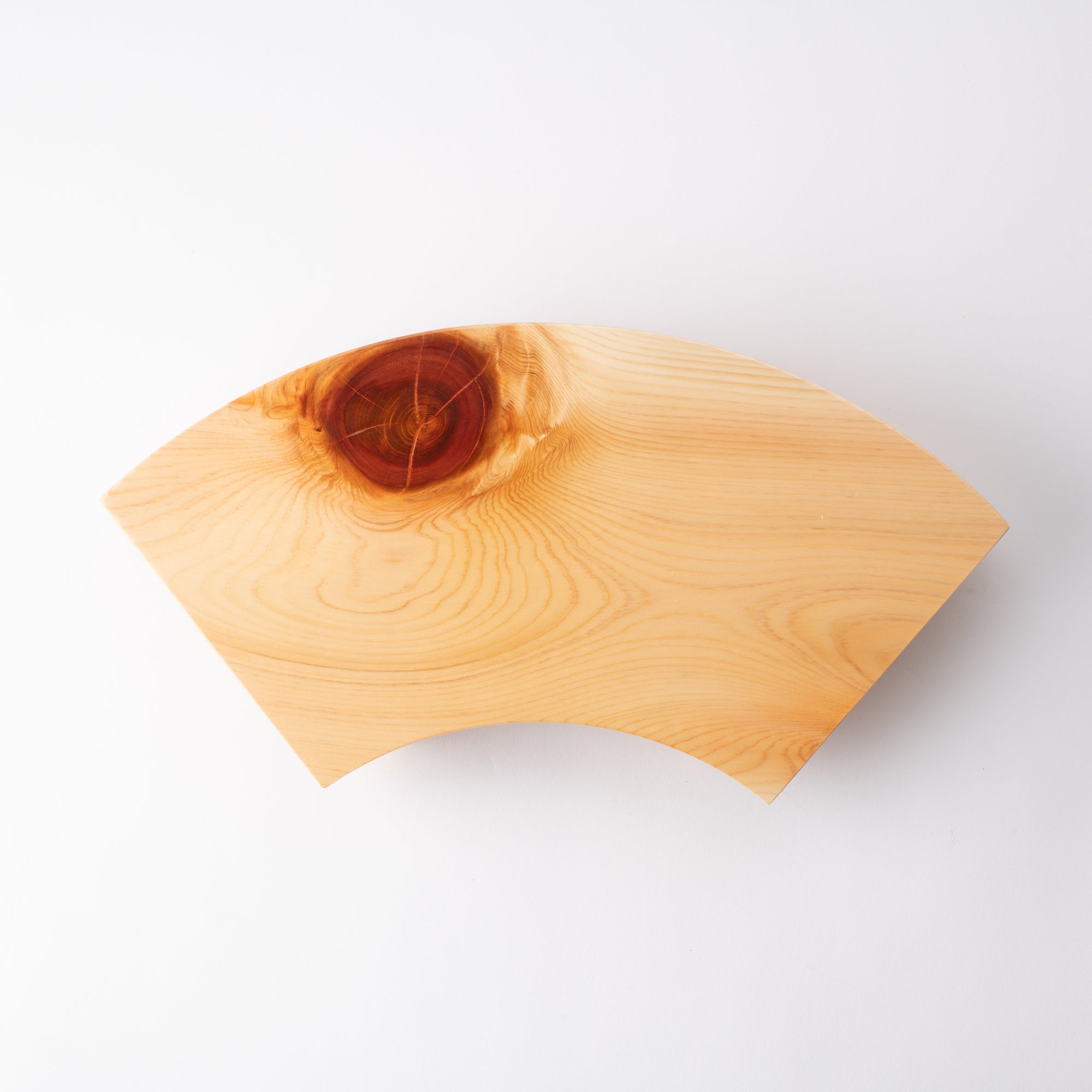 Miyabi Urushi Fan Shape Kiso Woodwork Sushi Plate 13.8in - MUSUBI KILN - Quality Japanese Tableware and Gift