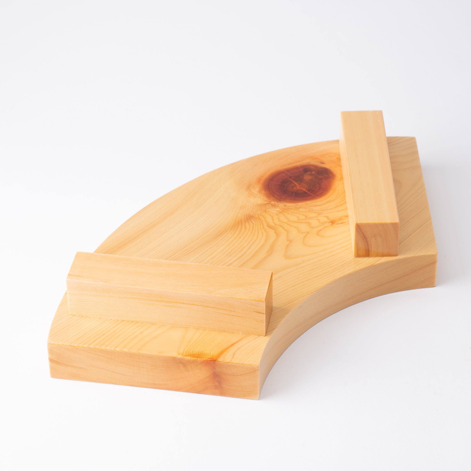 Miyabi Urushi Fan Shape Kiso Woodwork Sushi Plate 13.8in - MUSUBI KILN - Quality Japanese Tableware and Gift