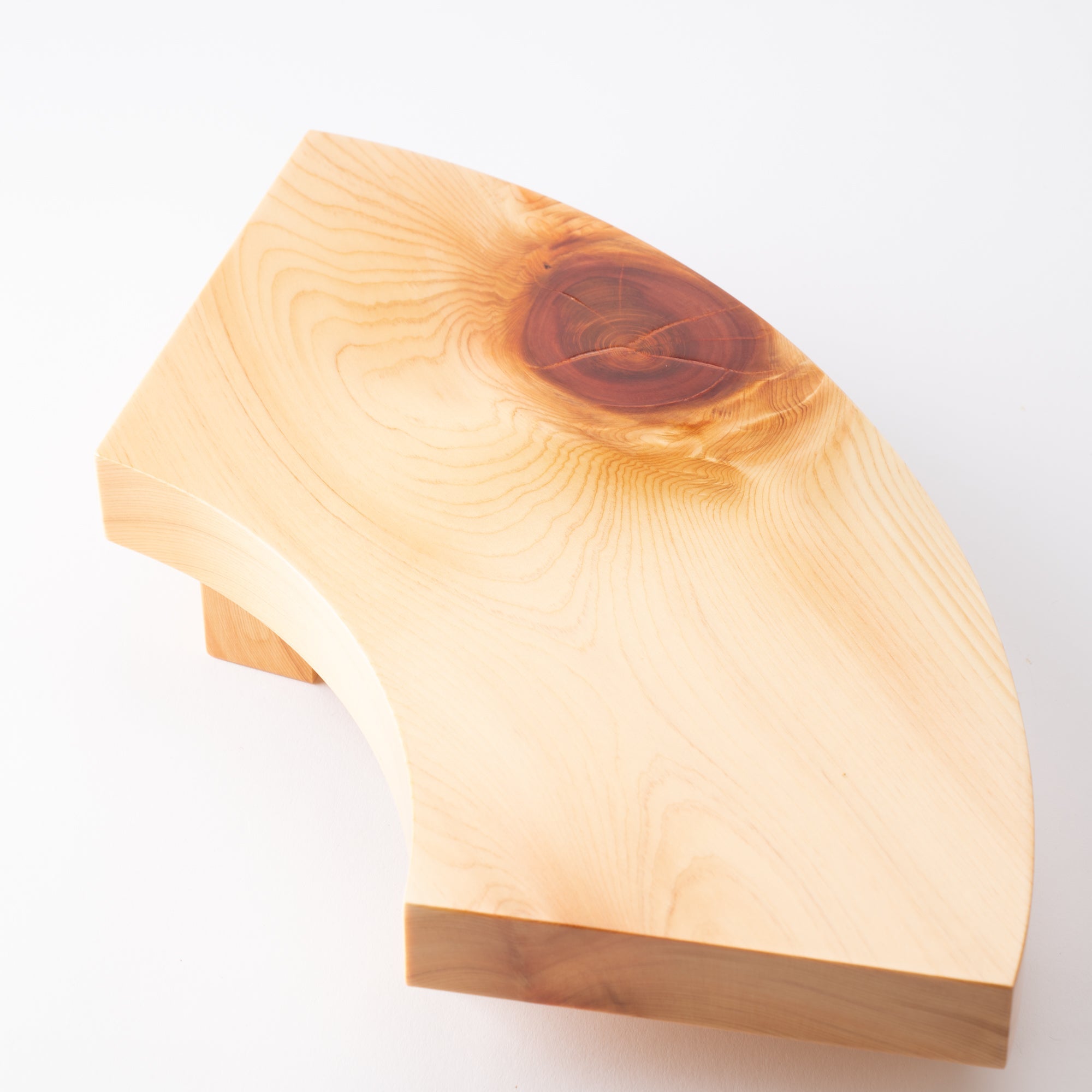 Miyabi Urushi Fan Shape Kiso Woodwork Sushi Plate 13.8in - MUSUBI KILN - Quality Japanese Tableware and Gift