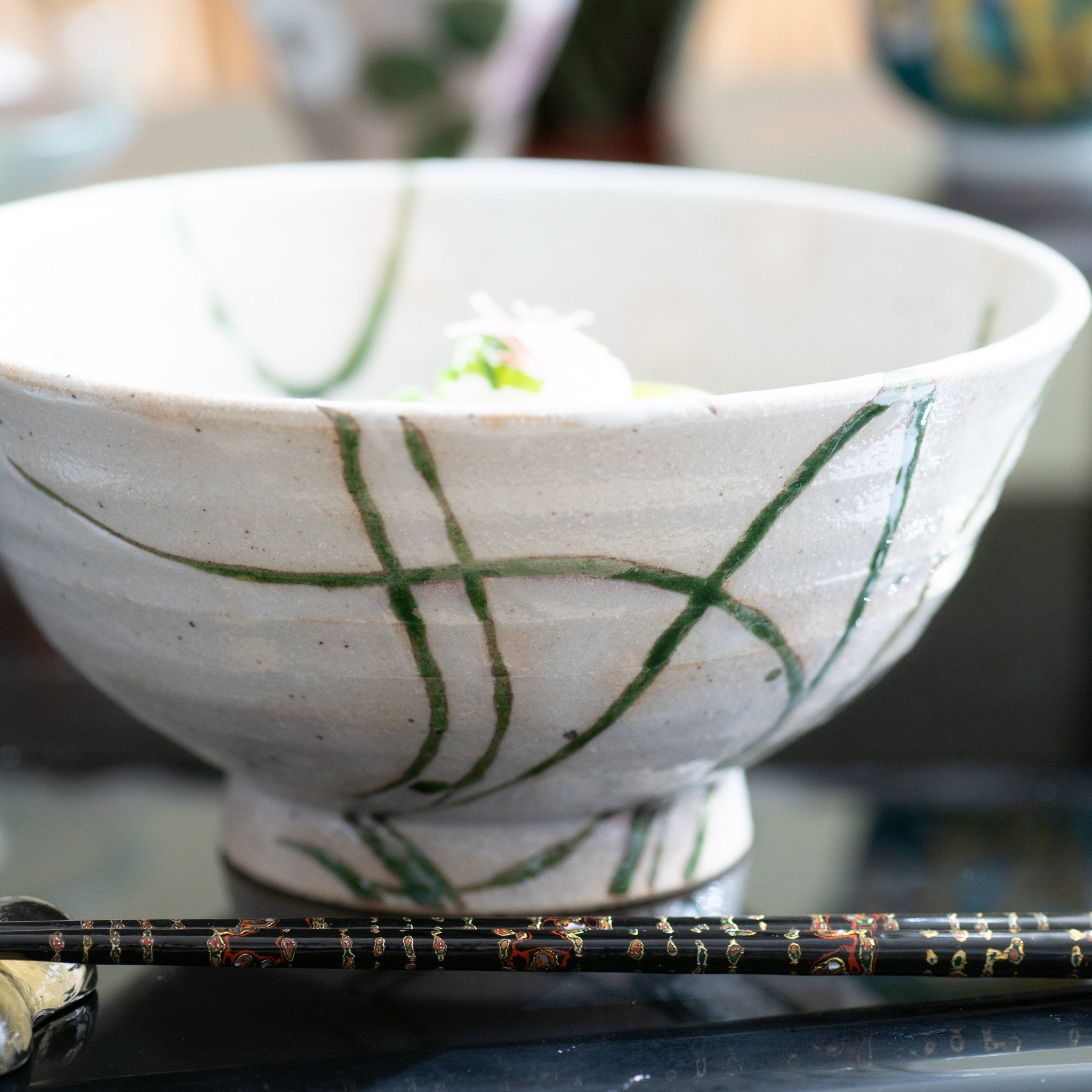 Musashi Kiln Water Plant Mino Ware Ramen Bowl M - MUSUBI KILN - Quality Japanese Tableware and Gift