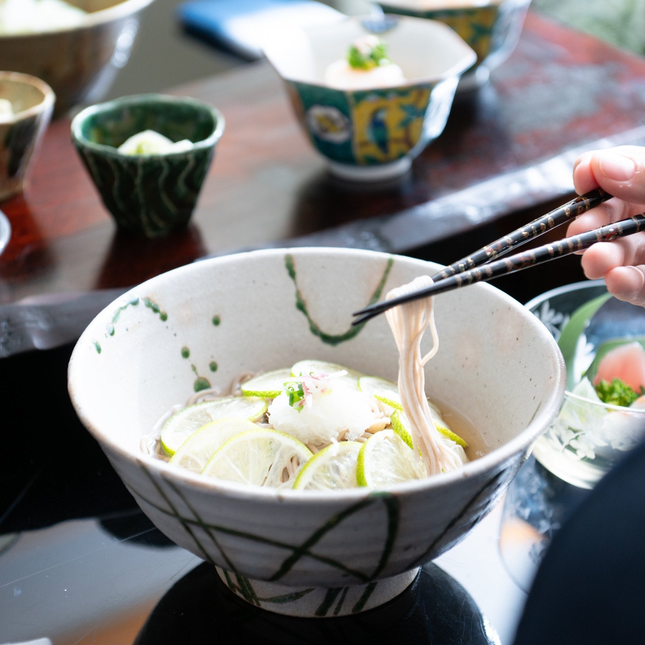 Musashi Kiln Water Plant Mino Ware Ramen Bowl M - MUSUBI KILN - Quality Japanese Tableware and Gift
