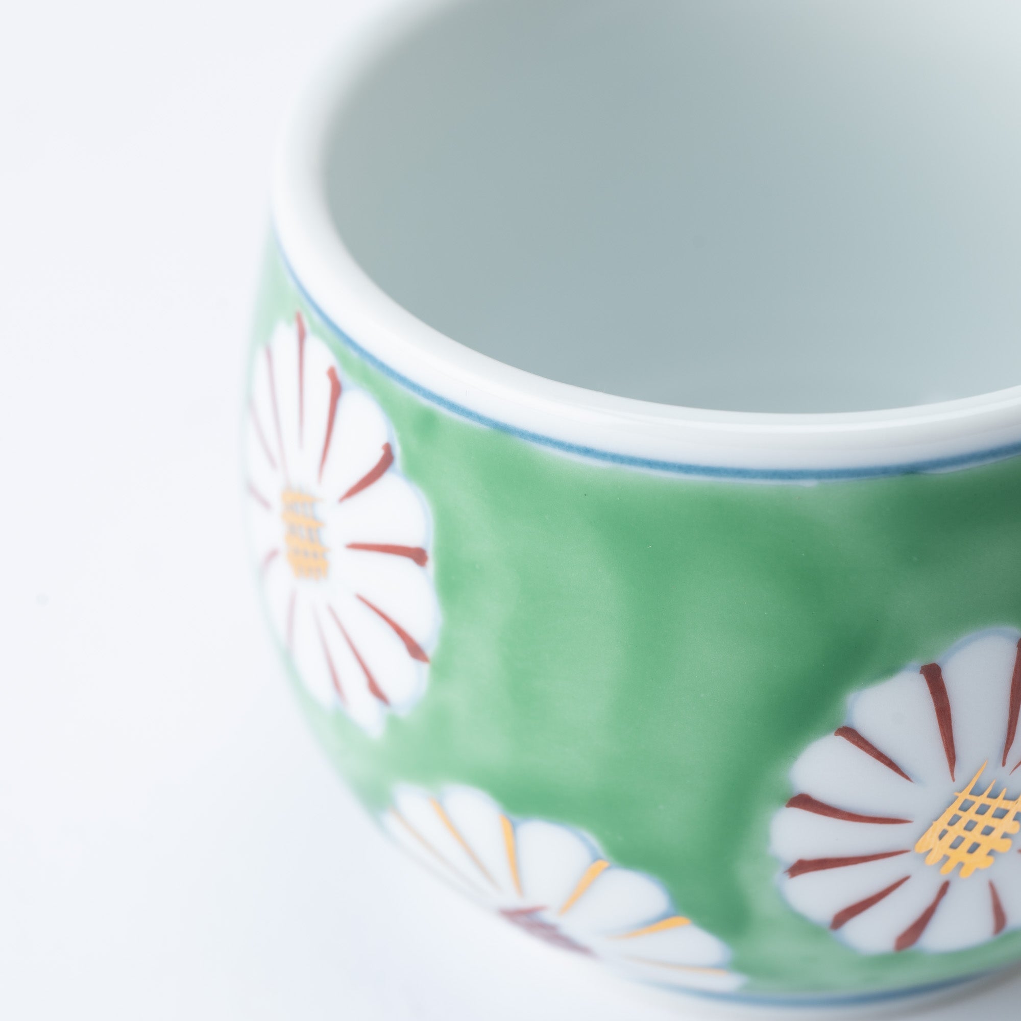 Musubi Mono Green Field of Chrysanthemums Arita Chawanmushi Bowl - MUSUBI KILN - Quality Japanese Tableware and Gift
