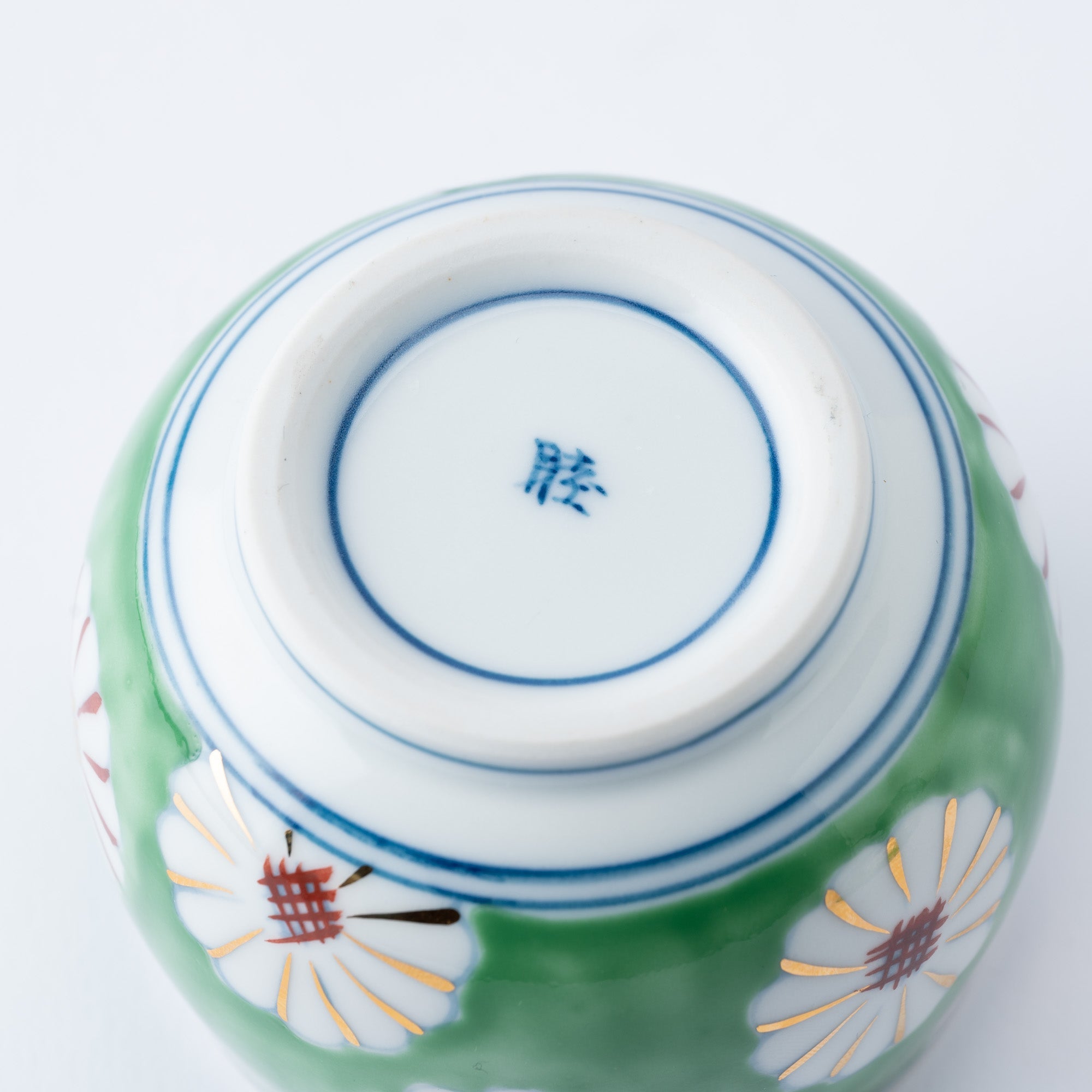 Musubi Mono Green Field of Chrysanthemums Arita Chawanmushi Bowl - MUSUBI KILN - Quality Japanese Tableware and Gift