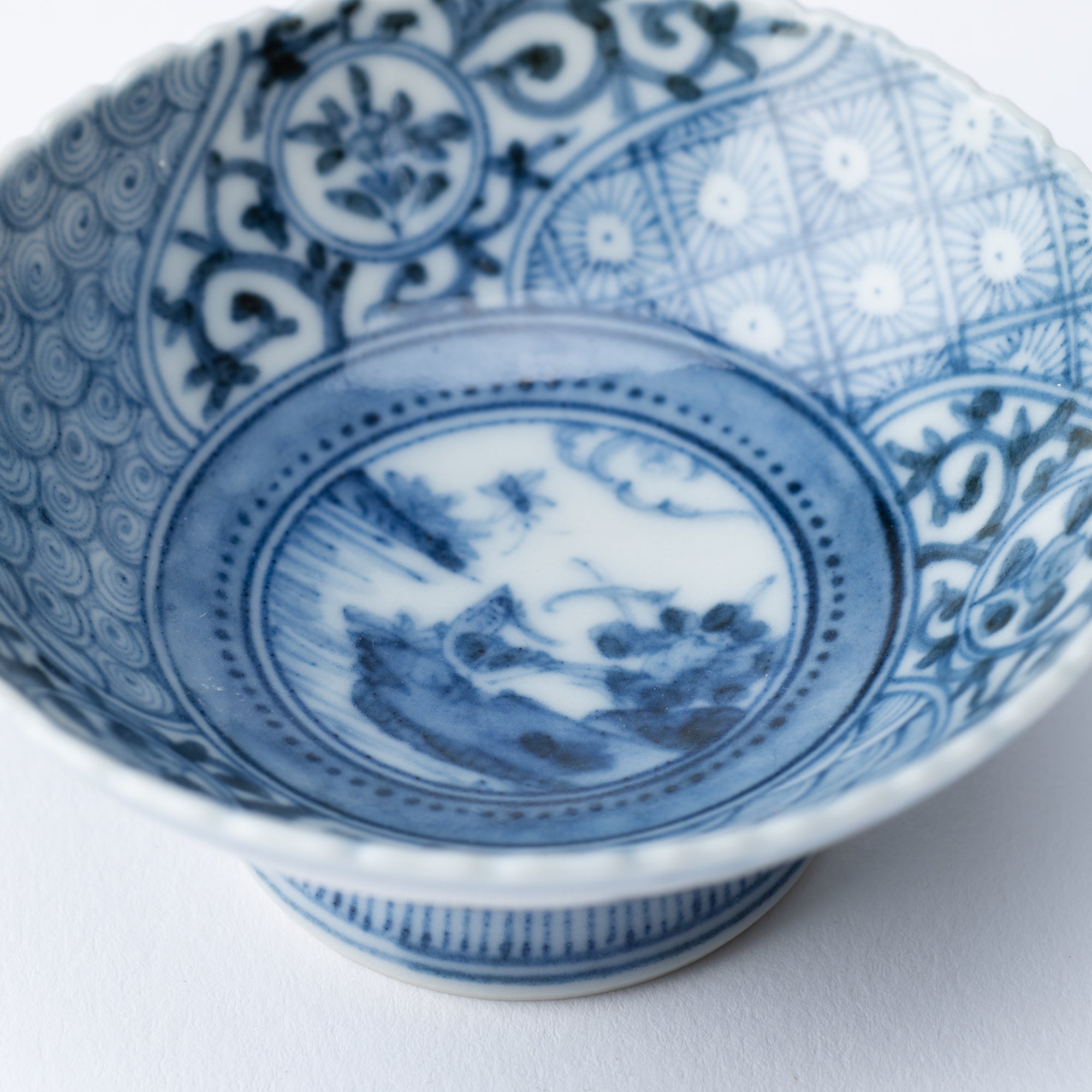 Myousen Toubou Auspicious Flower and Bird Kutani Sakazuki Flat Sake Cup - MUSUBI KILN - Quality Japanese Tableware and Gift