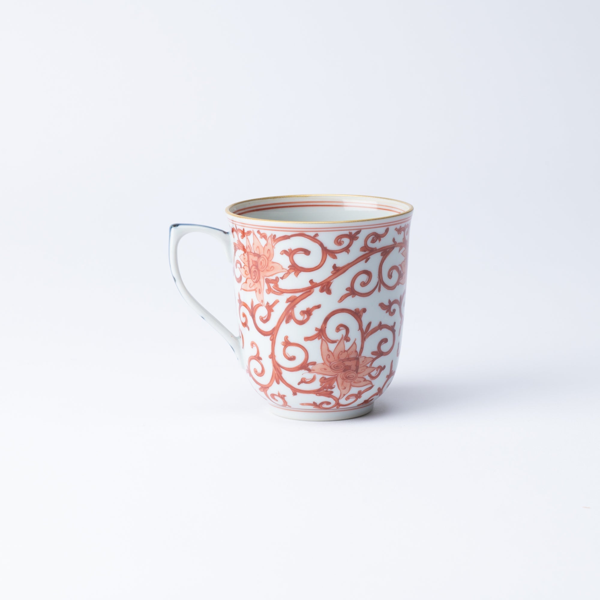 Myousen Toubou Red Peony and Arabesque Kutani Mug - MUSUBI KILN - Quality Japanese Tableware and Gift