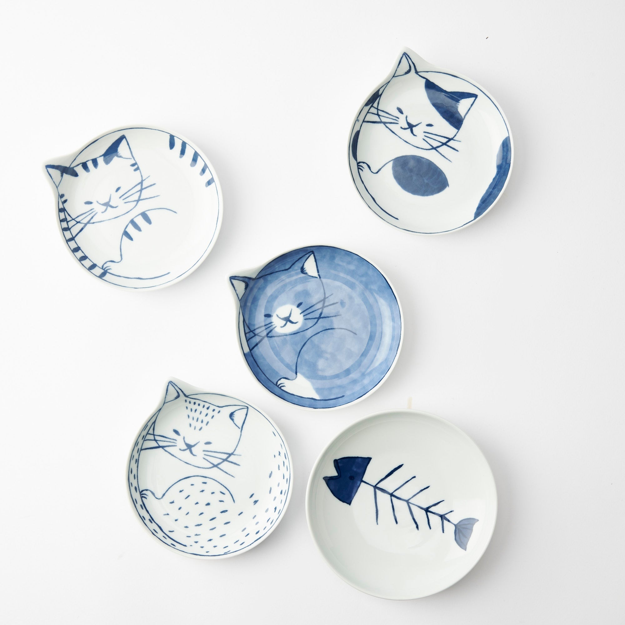 Neco Hasami Cat Plate Set - MUSUBI KILN - Quality Japanese Tableware and Gift