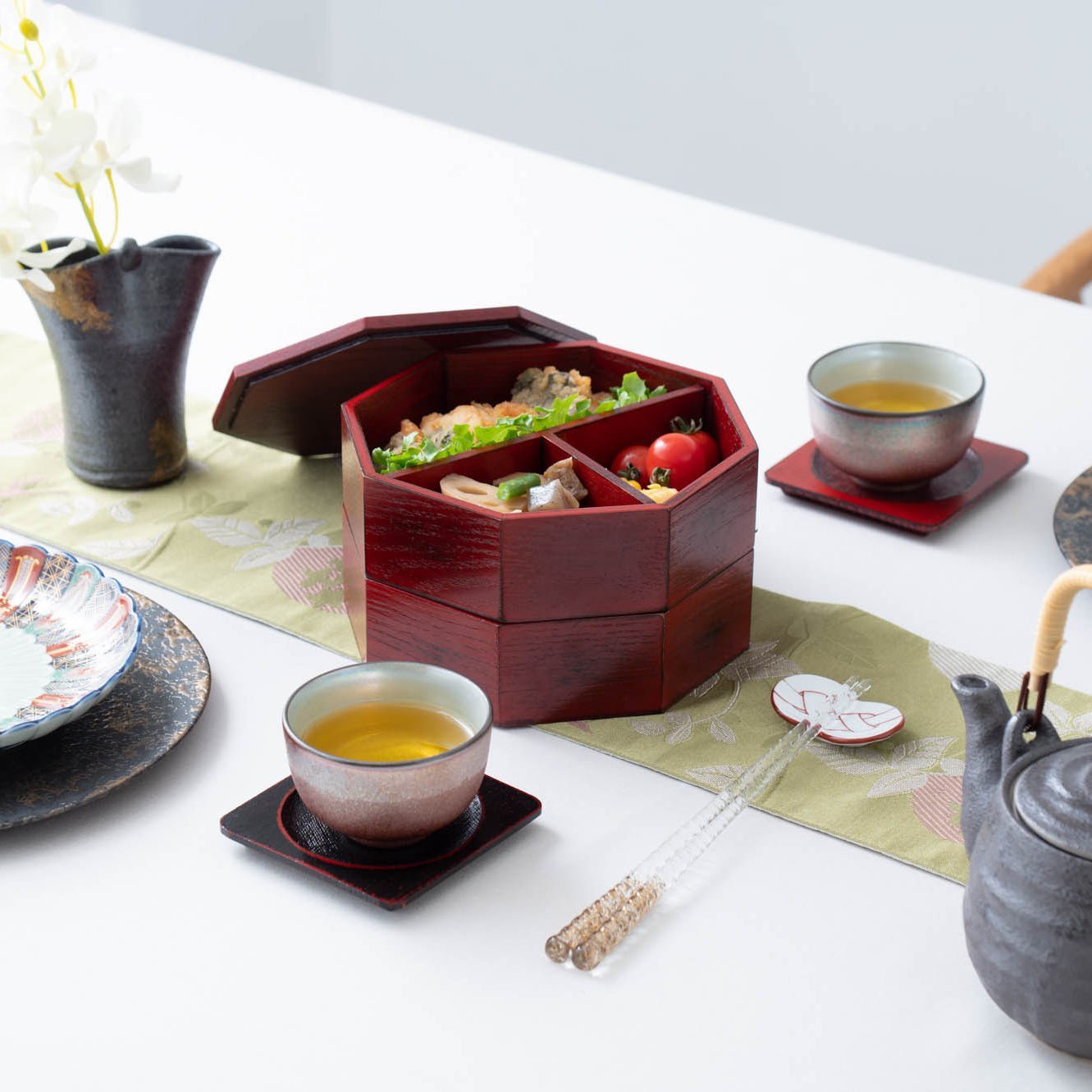 Negoro Yamanaka Lacquerware Two Tiers Jubako Bento Box - MUSUBI KILN - Quality Japanese Tableware and Gift