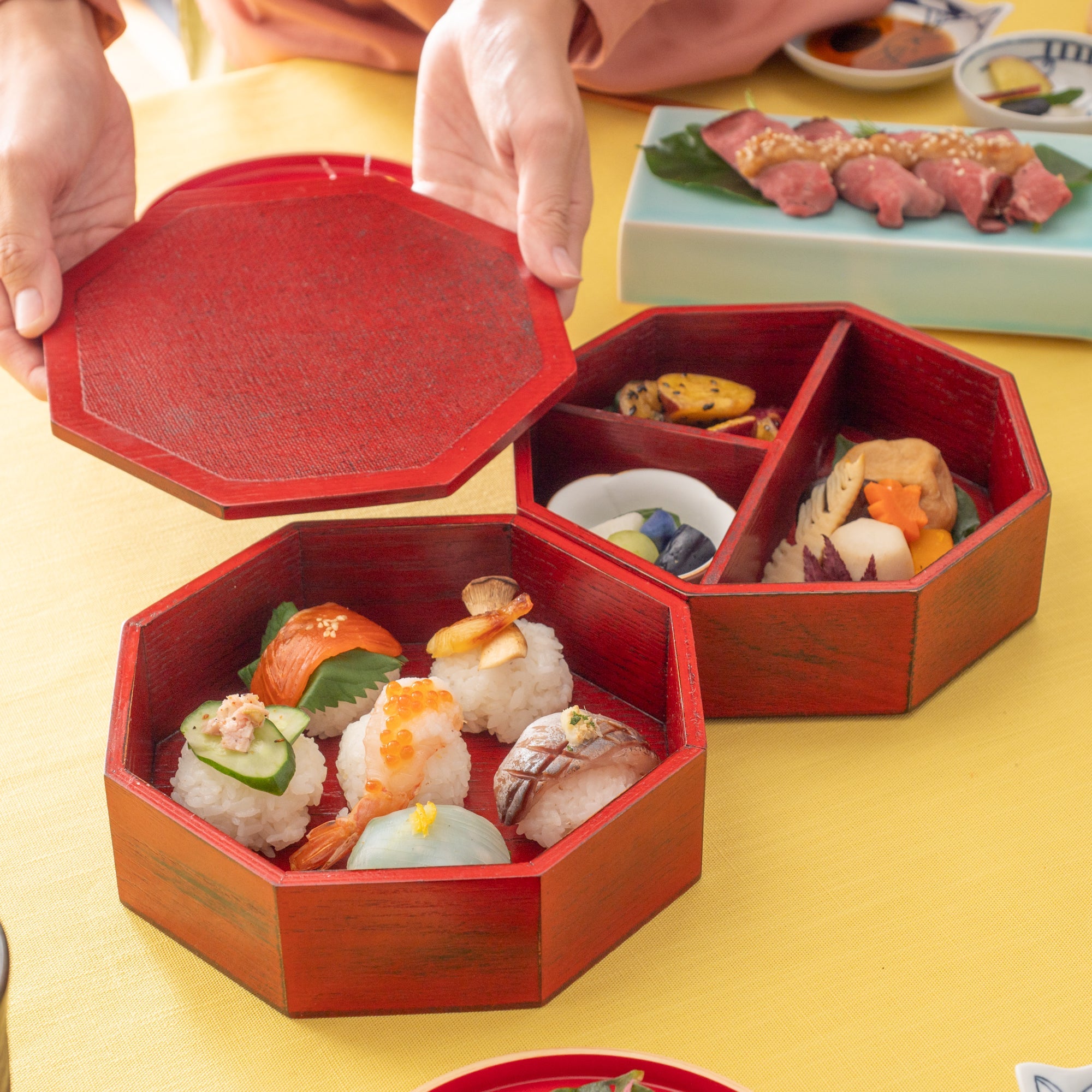 Negoro Yamanaka Lacquerware Two Tiers Jubako Bento Box - MUSUBI KILN - Quality Japanese Tableware and Gift