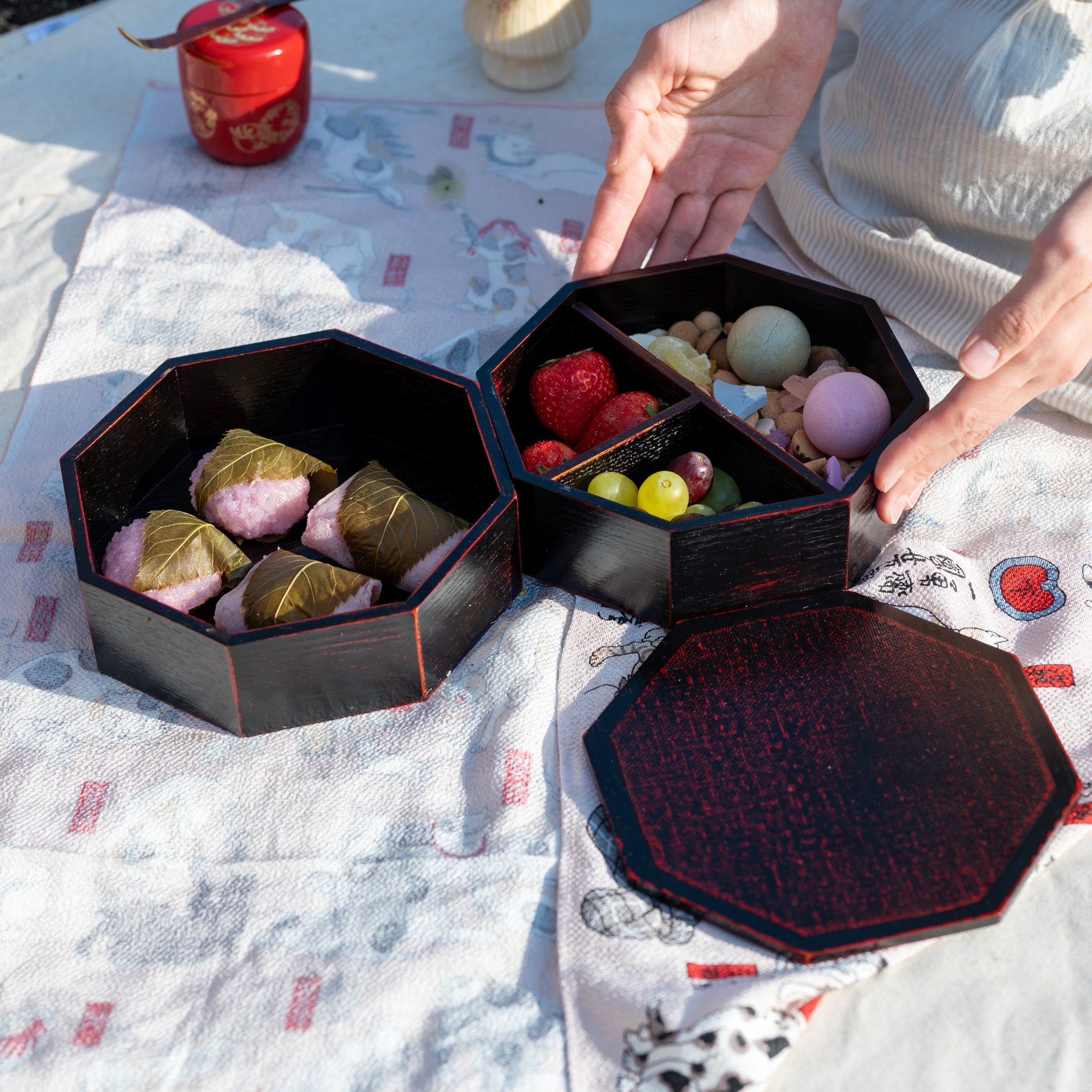 Negoro Yamanaka Lacquerware Two Tiers Jubako Bento Box - MUSUBI KILN - Quality Japanese Tableware and Gift