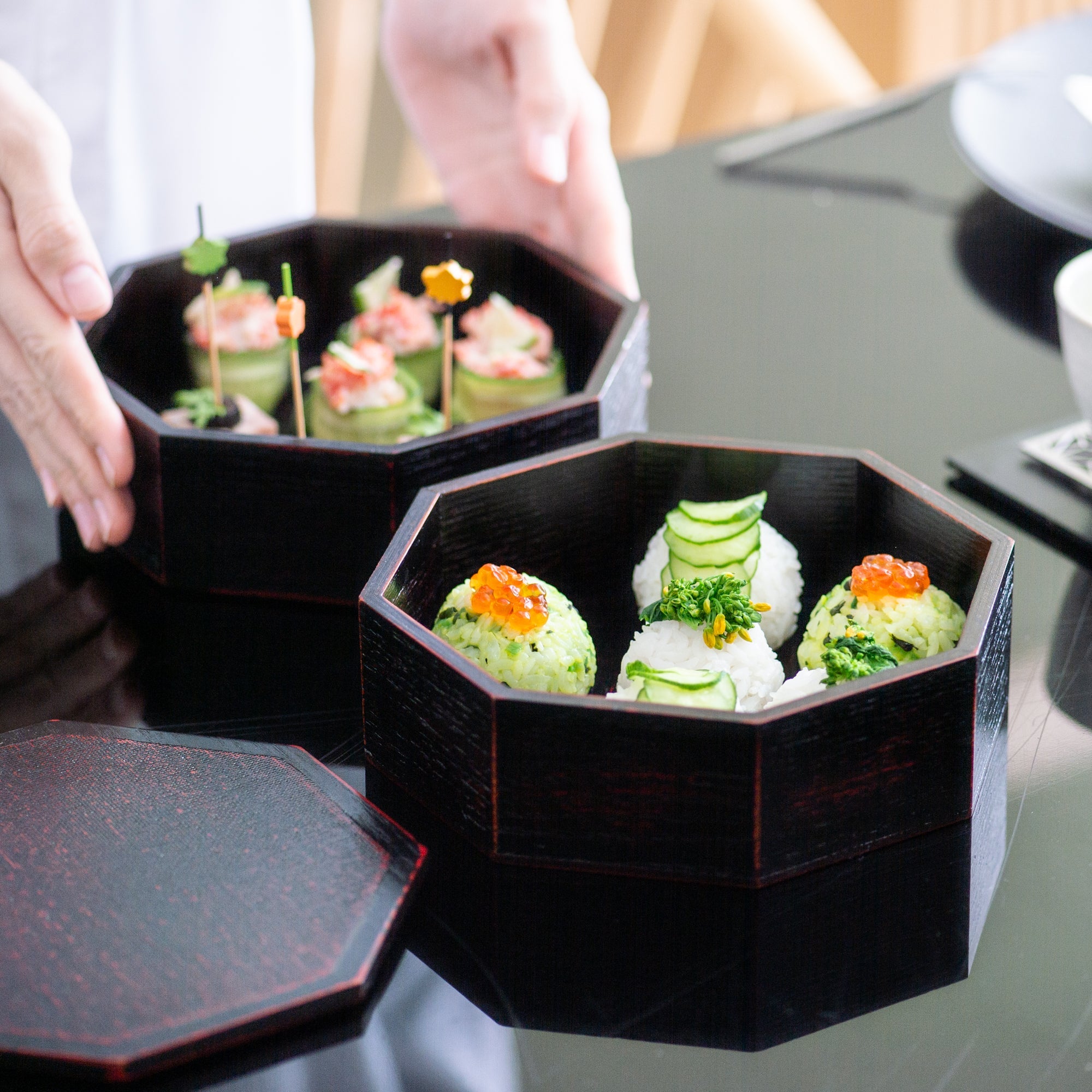 Negoro Yamanaka Lacquerware Two Tiers Jubako Bento Box - MUSUBI KILN - Quality Japanese Tableware and Gift