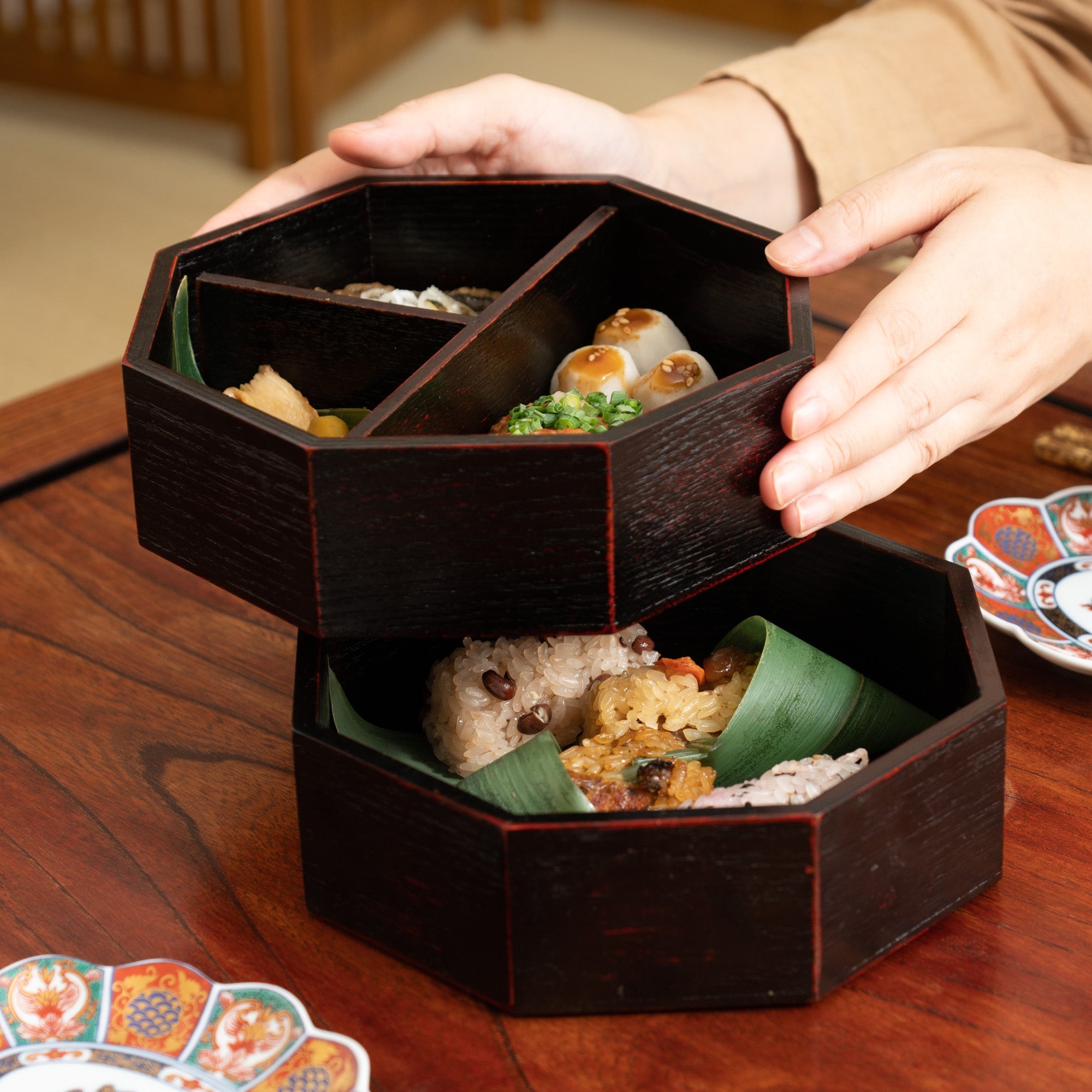 Negoro Yamanaka Lacquerware Two Tiers Jubako Bento Box - MUSUBI KILN - Quality Japanese Tableware and Gift