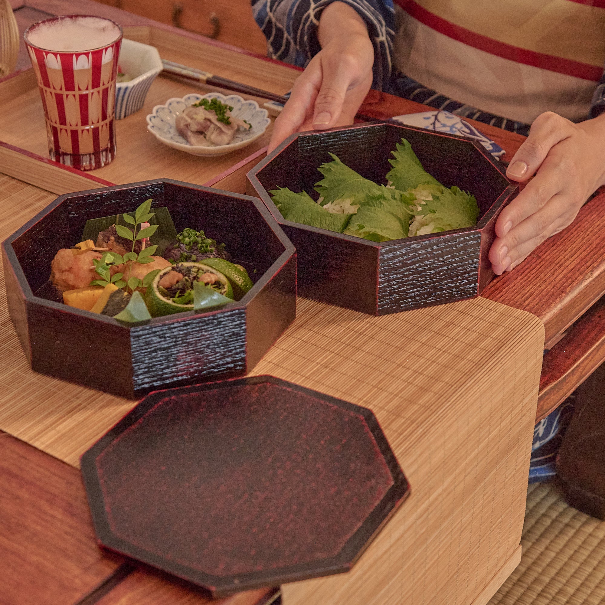 Negoro Yamanaka Lacquerware Two Tiers Jubako Bento Box - MUSUBI KILN - Quality Japanese Tableware and Gift