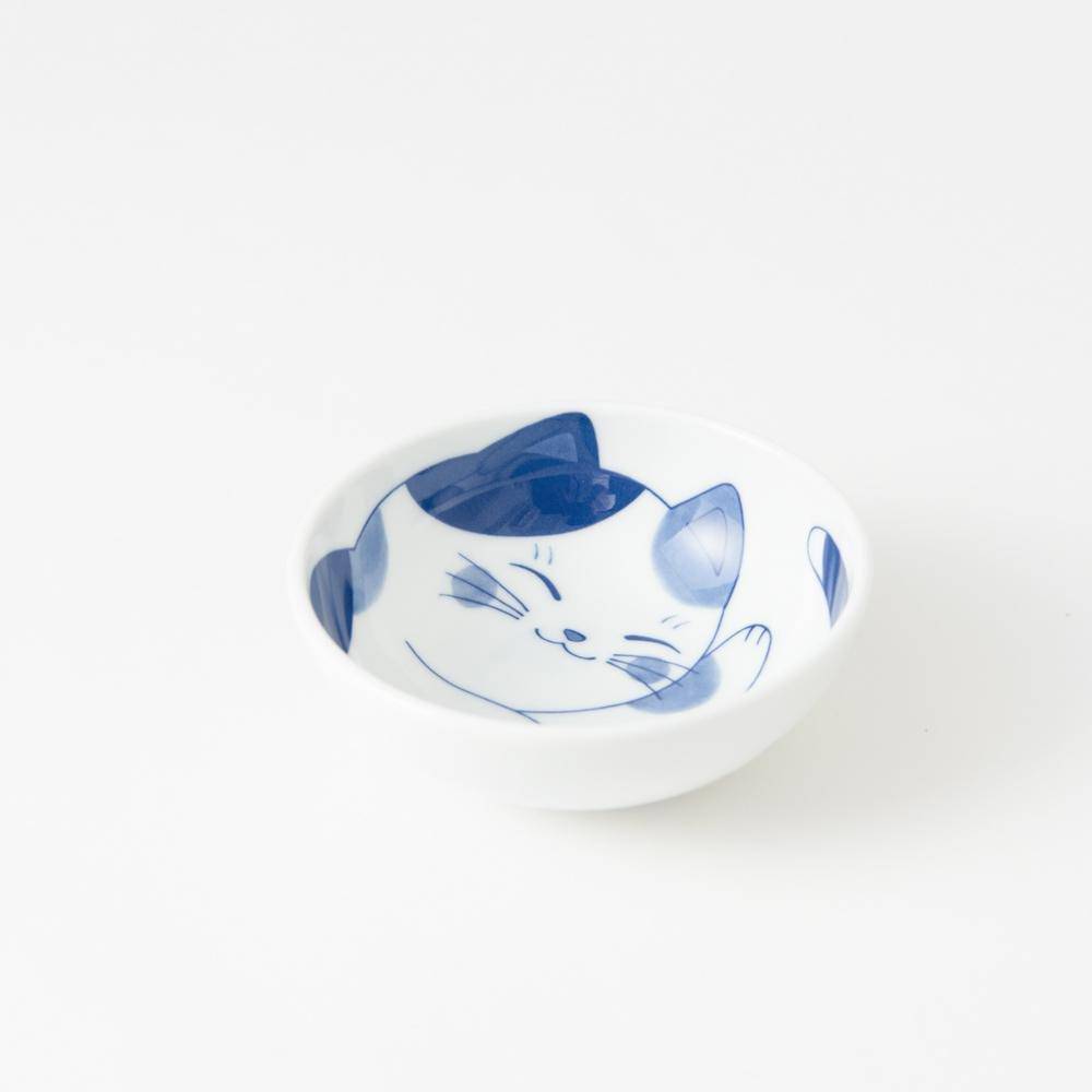 Neko Chigura Cat Mino Ware Kobachi Bowl - MUSUBI KILN - Quality Japanese Tableware and Gift