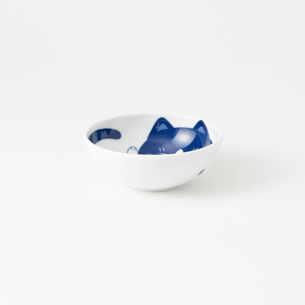 Neko Chigura Cat Mino Ware Kobachi Bowl - MUSUBI KILN - Quality Japanese Tableware and Gift