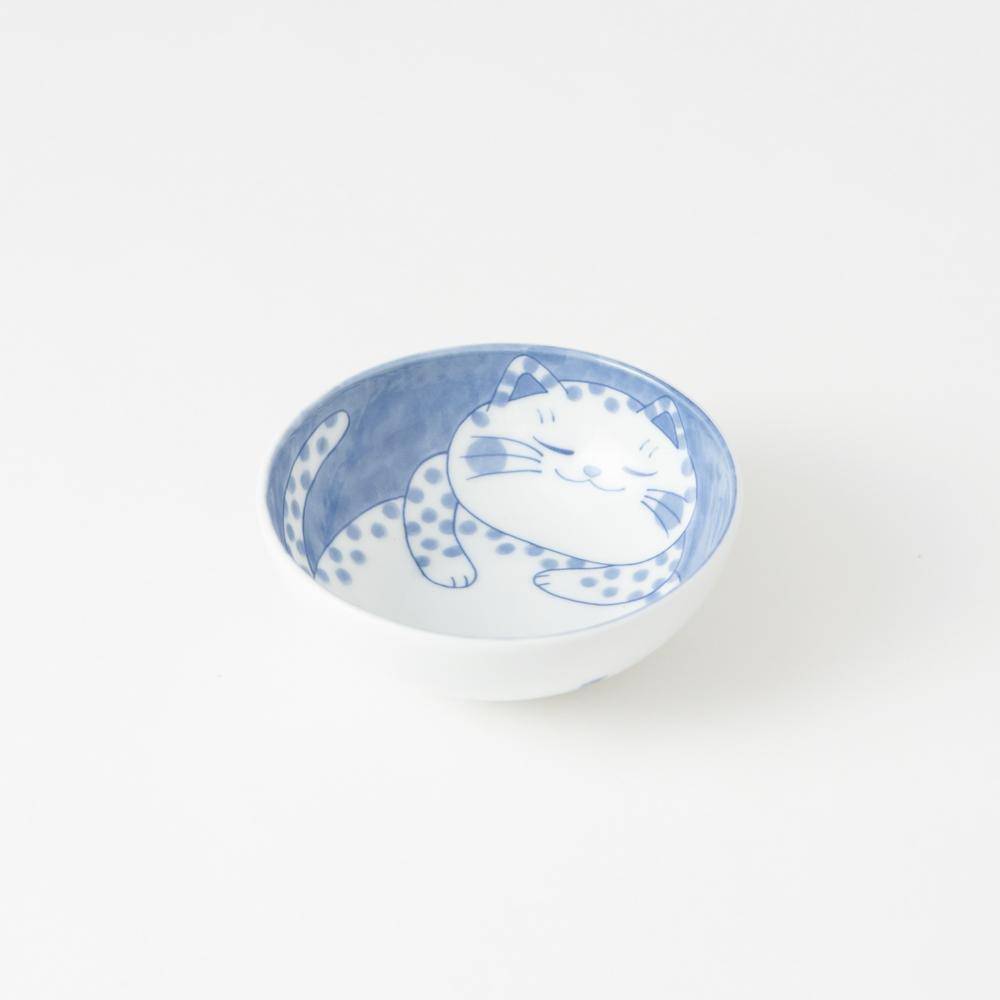 Neko Chigura Cat Mino Ware Kobachi Bowl - MUSUBI KILN - Quality Japanese Tableware and Gift