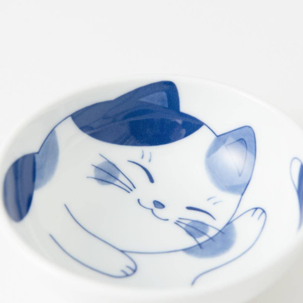 Neko Chigura Cat Mino Ware Kobachi Bowl - MUSUBI KILN - Quality Japanese Tableware and Gift