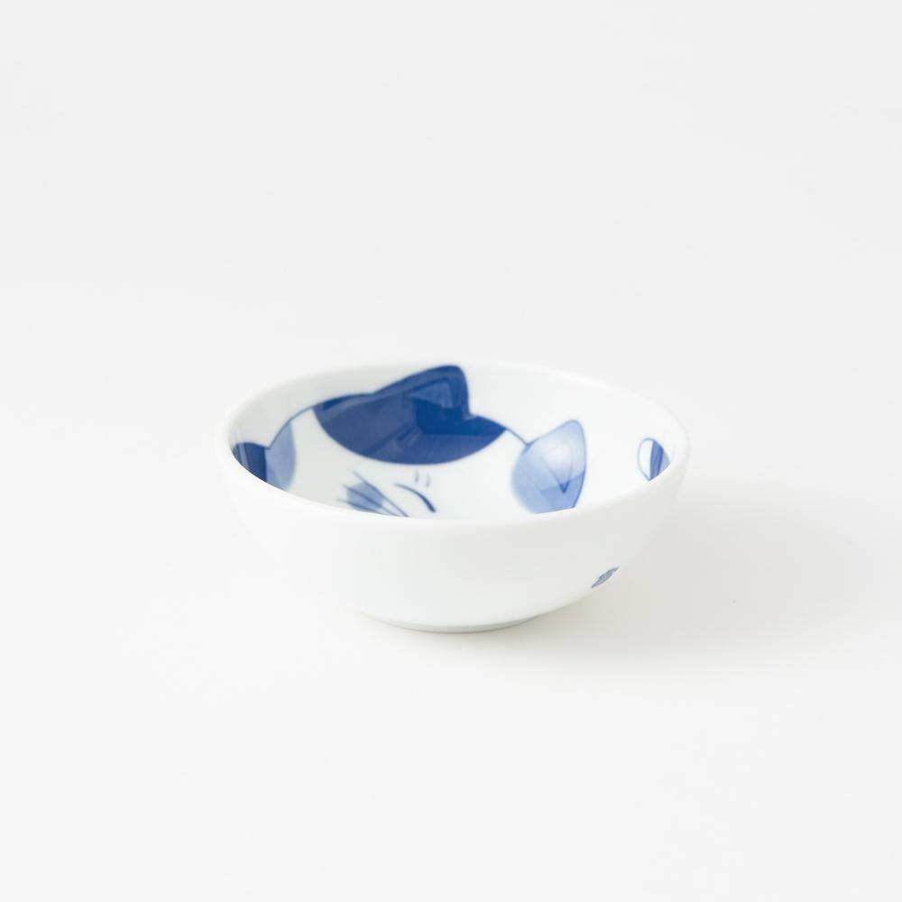 Neko Chigura Cat Mino Ware Kobachi Bowl - MUSUBI KILN - Quality Japanese Tableware and Gift