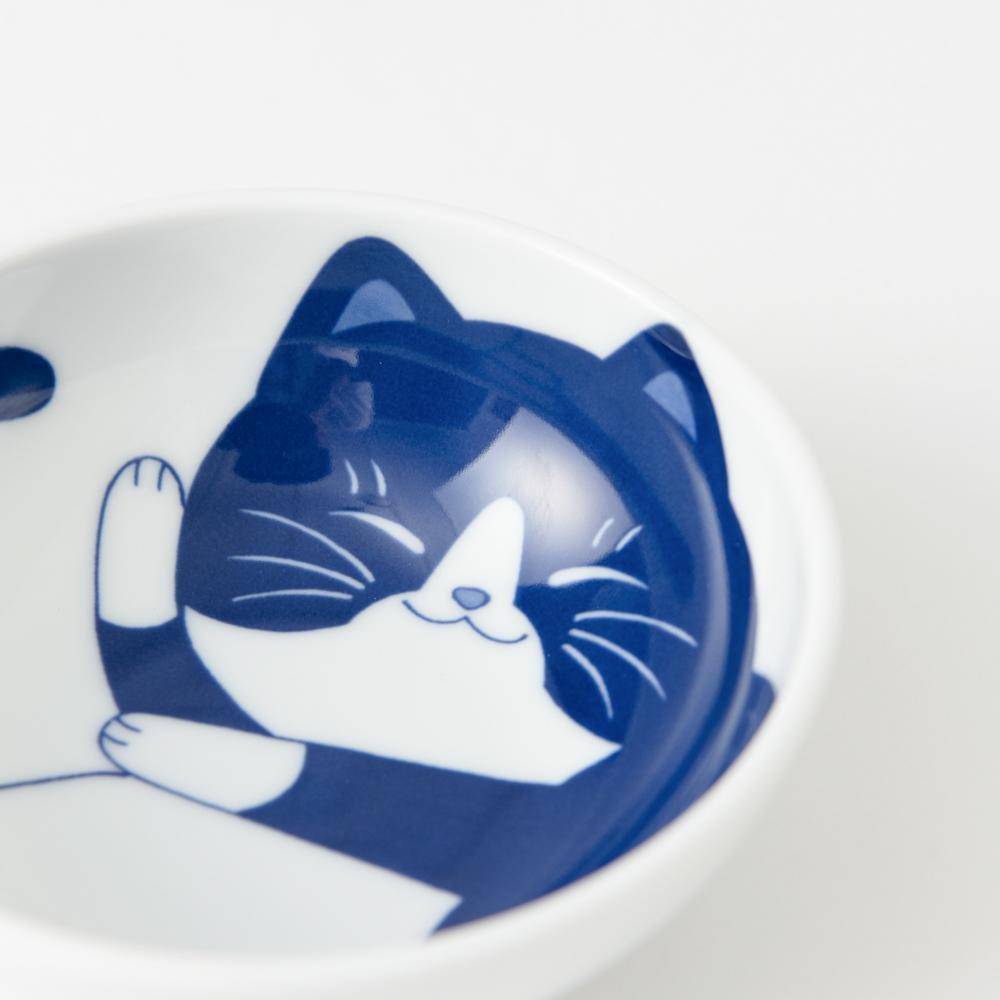 Neko Chigura Cat Mino Ware Kobachi Bowl - MUSUBI KILN - Quality Japanese Tableware and Gift