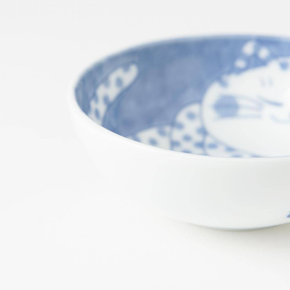 Neko Chigura Cat Mino Ware Kobachi Bowl - MUSUBI KILN - Quality Japanese Tableware and Gift