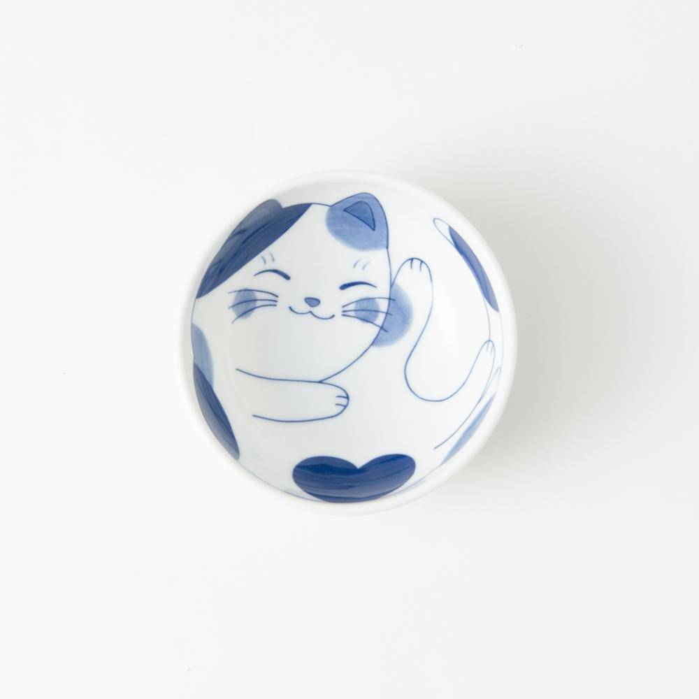 Neko Chigura Cat Mino Ware Kobachi Bowl - MUSUBI KILN - Quality Japanese Tableware and Gift